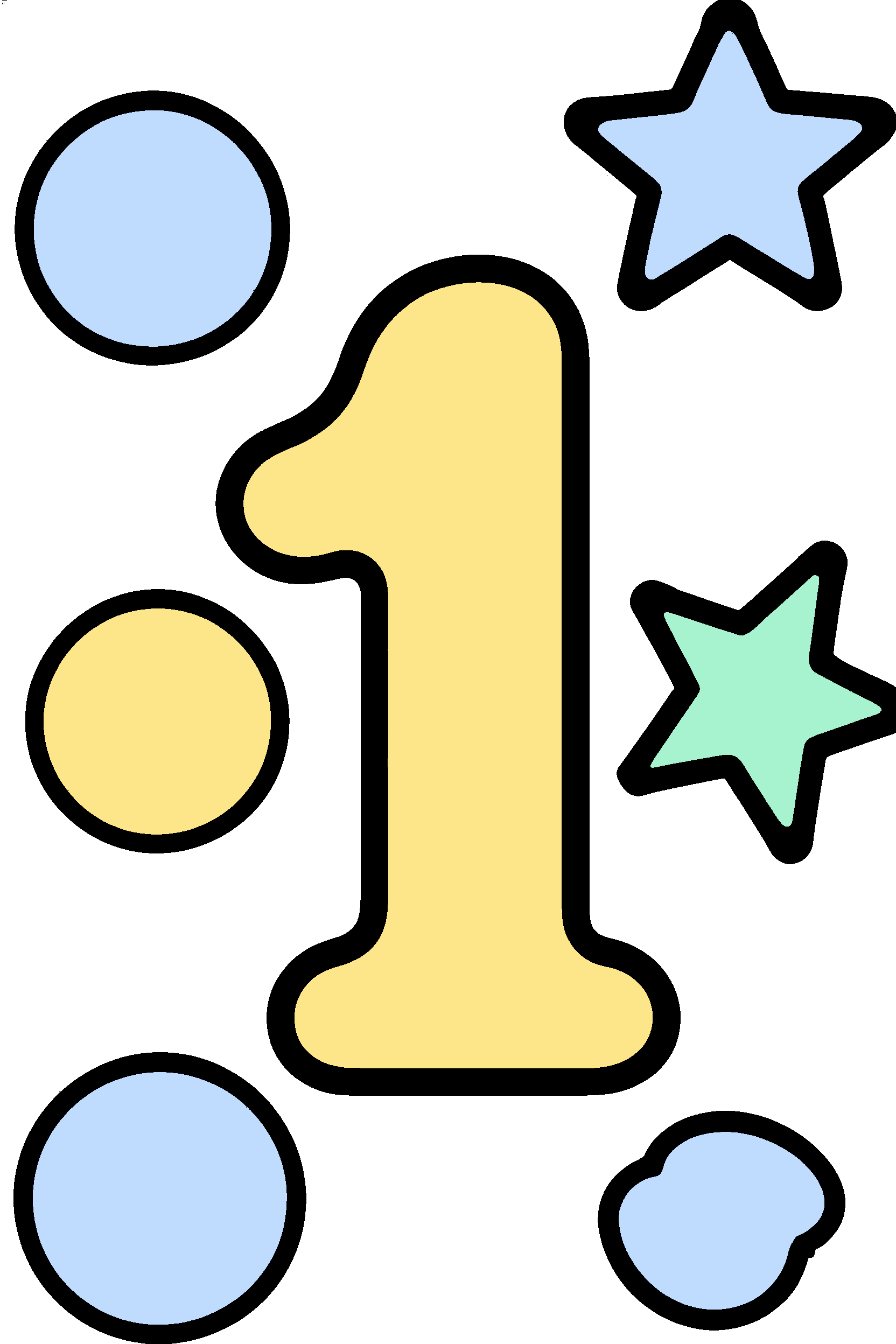 finished number 1 coloring page with a simple sample palette