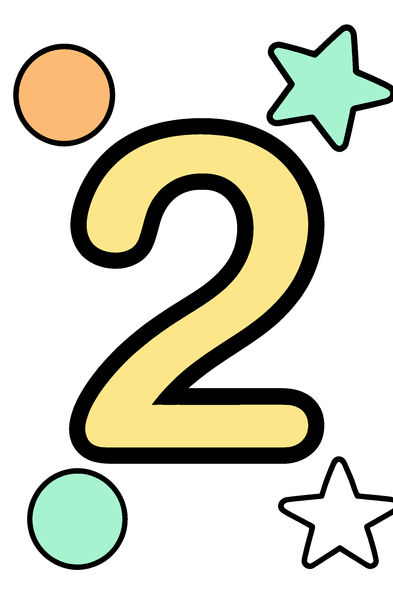 finished number 2 coloring page with a simple sample palette