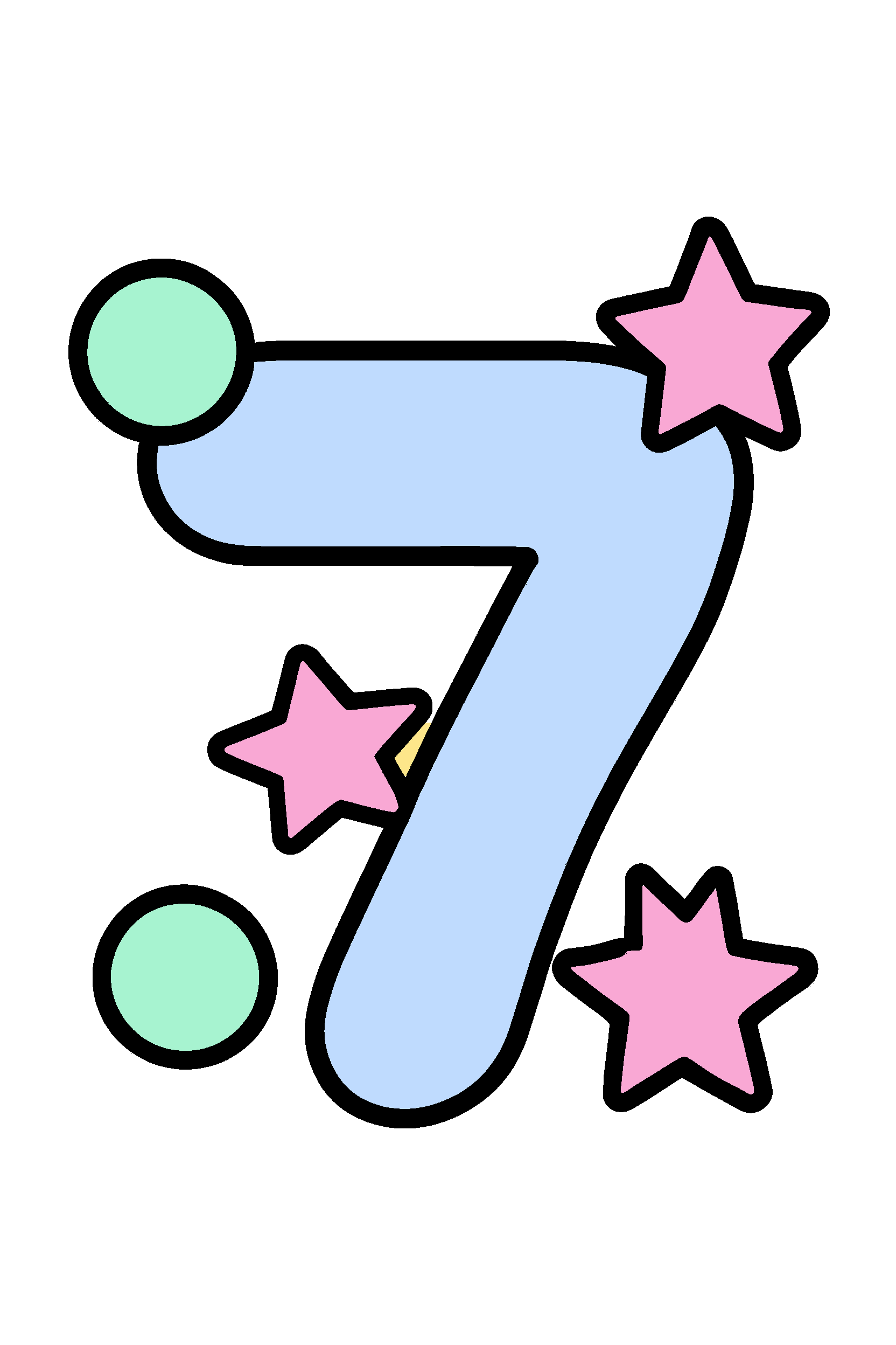 finished number 7 coloring page with a simple sample palette