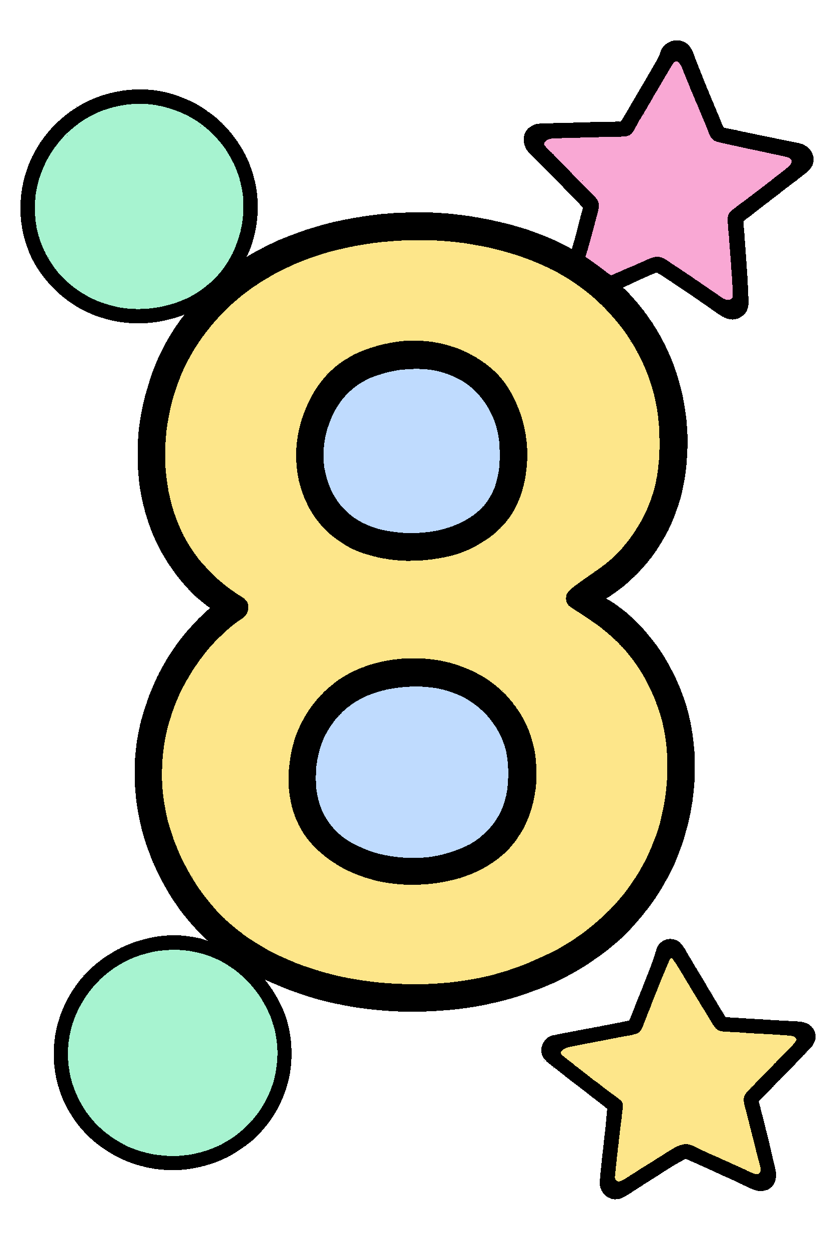 finished number 8 coloring page with a simple sample palette