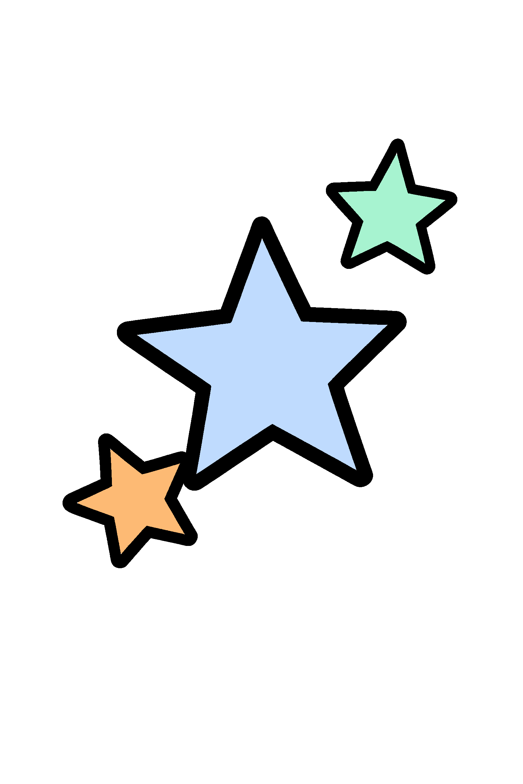 finished star coloring page with a simple sample palette
