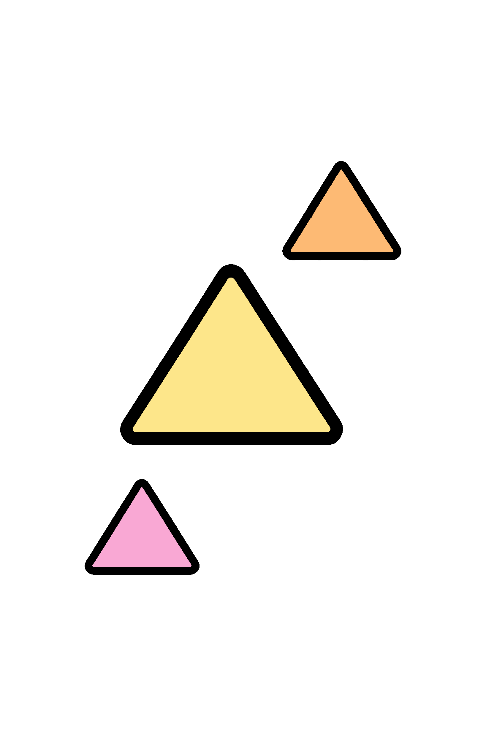 finished triangle coloring page with a simple sample palette
