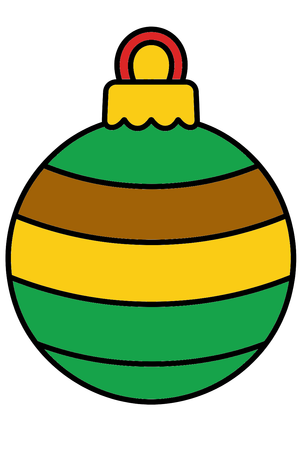 finished easy christmas ornament coloring page with a simple sample palette