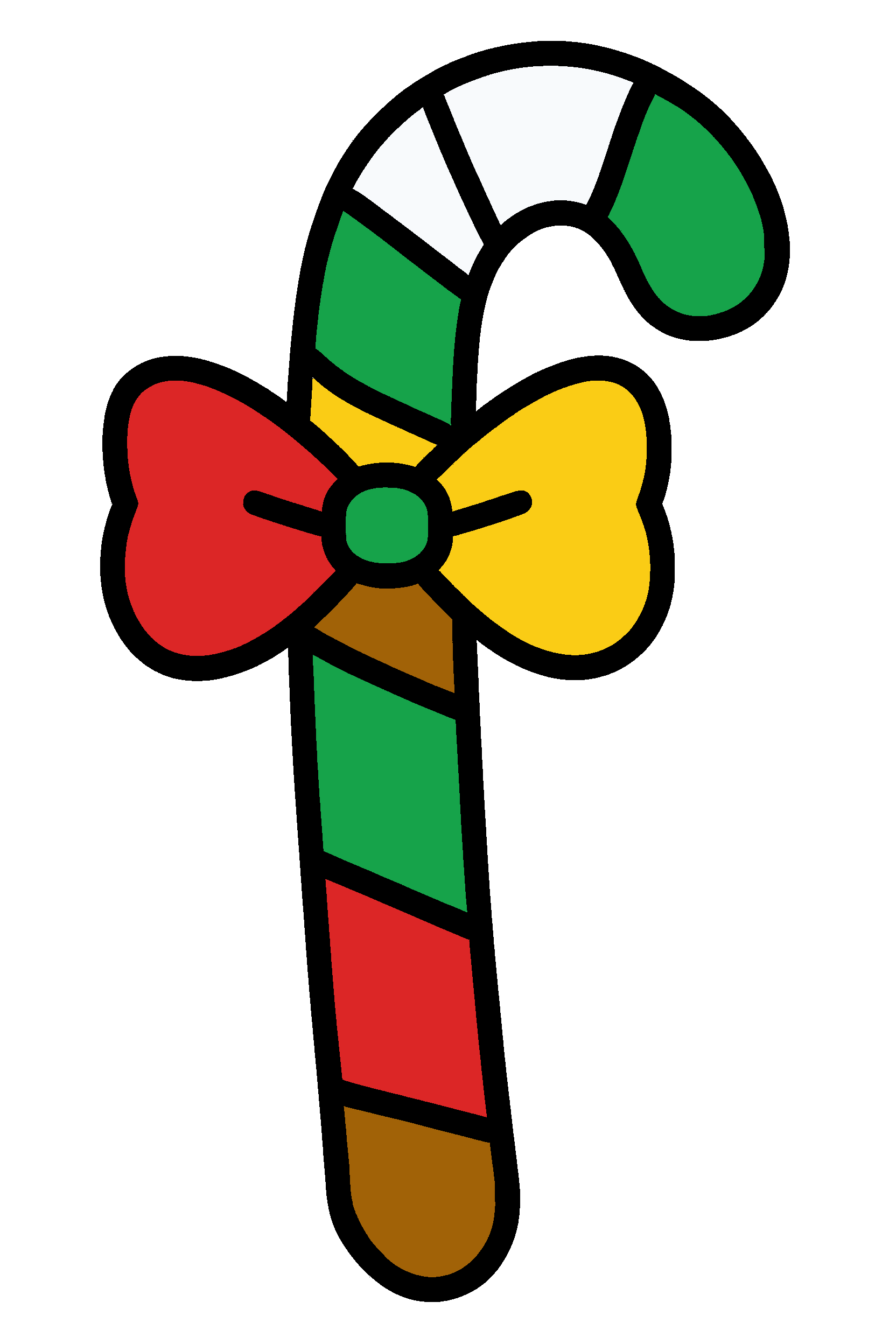 finished simple christmas candy cane coloring page with a simple sample palette