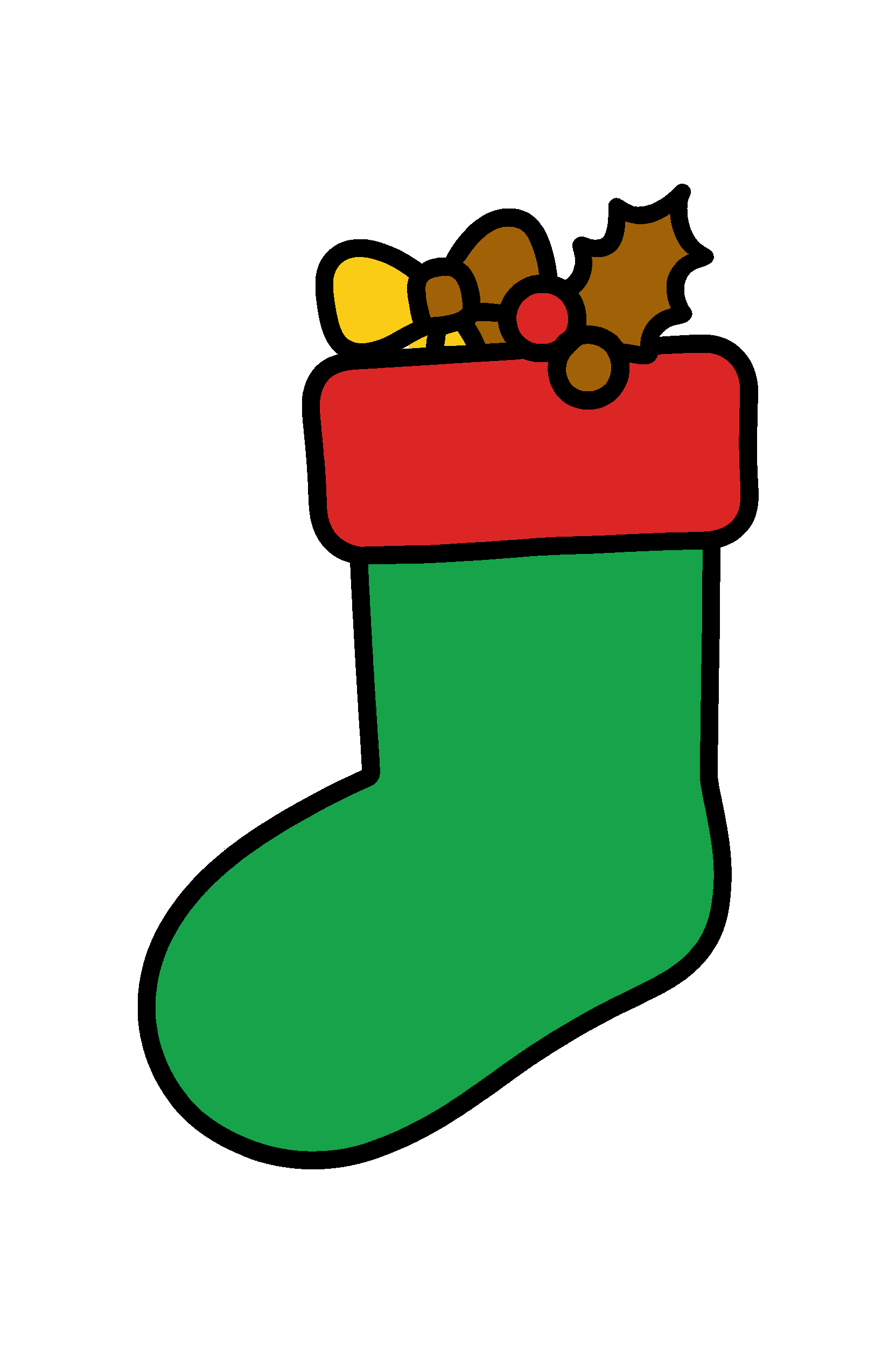 finished simple christmas stocking coloring page with a simple sample palette