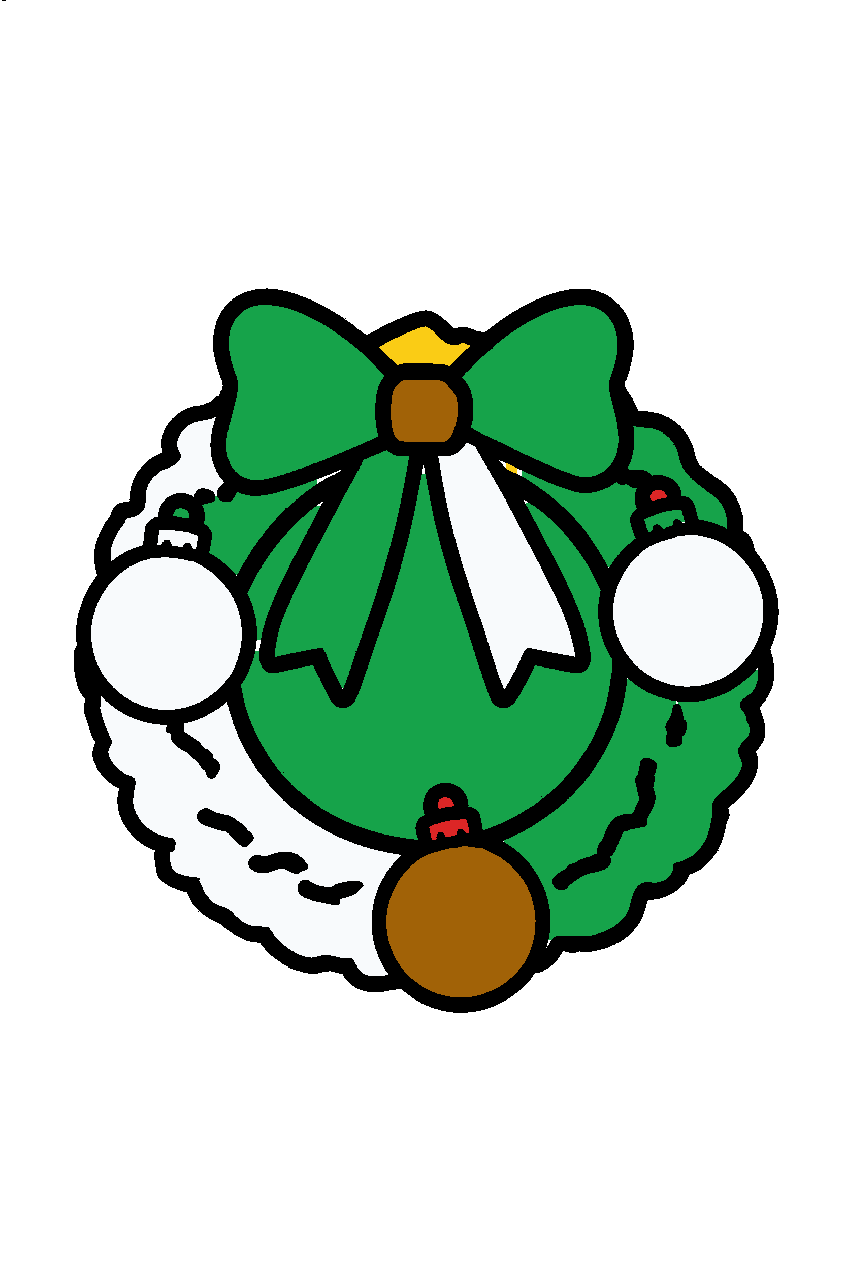 finished simple christmas wreath coloring page with a simple sample palette
