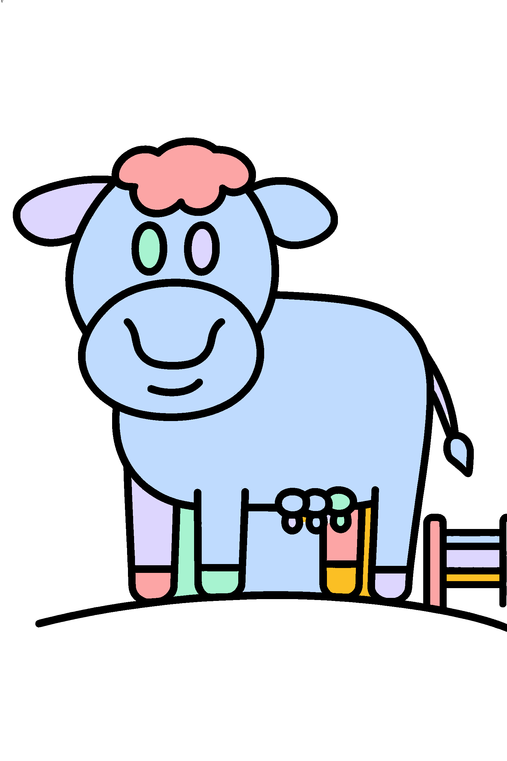 finished easy farm cow coloring page with a simple sample palette