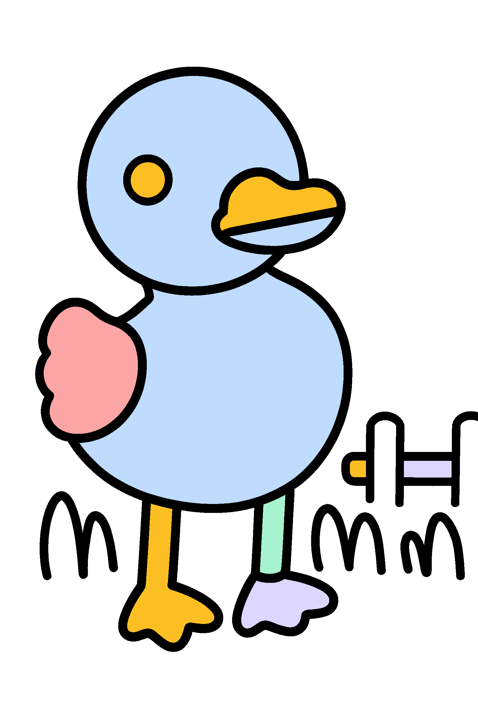 finished easy farm duck coloring page with a simple sample palette