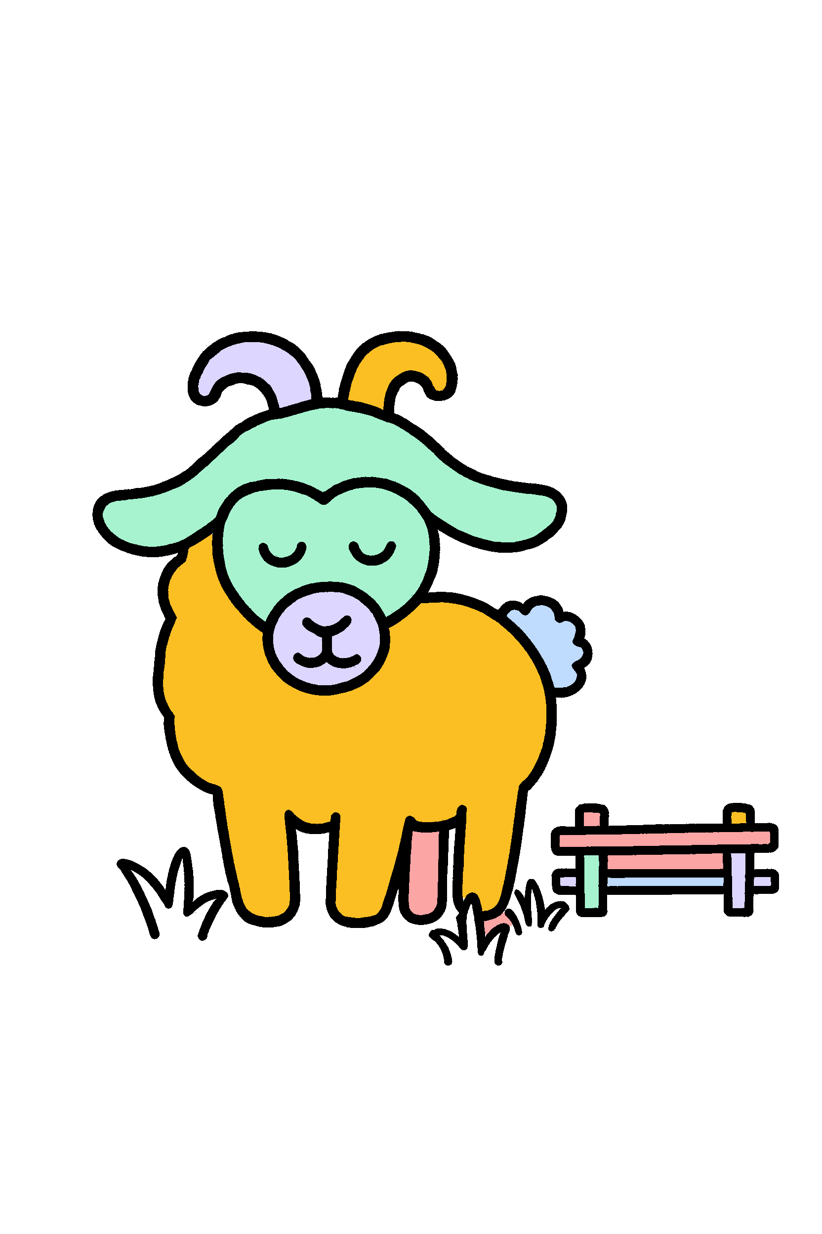 finished easy farm goat coloring page with a simple sample palette