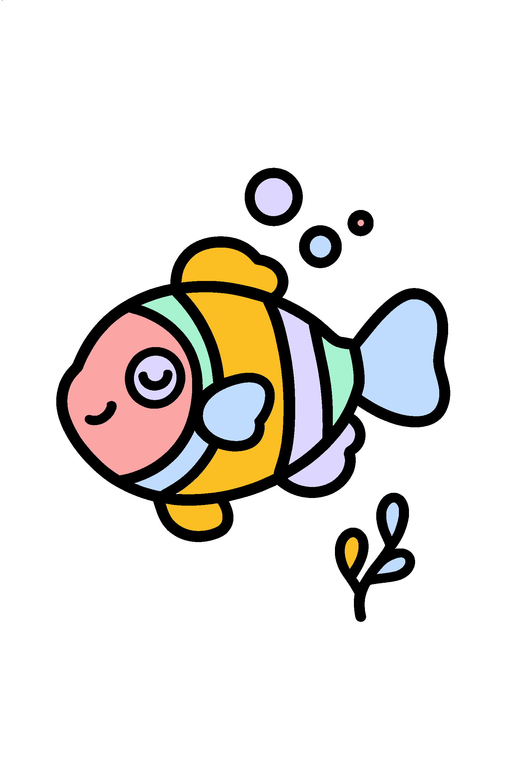finished easy ocean clownfish coloring page with a simple sample palette