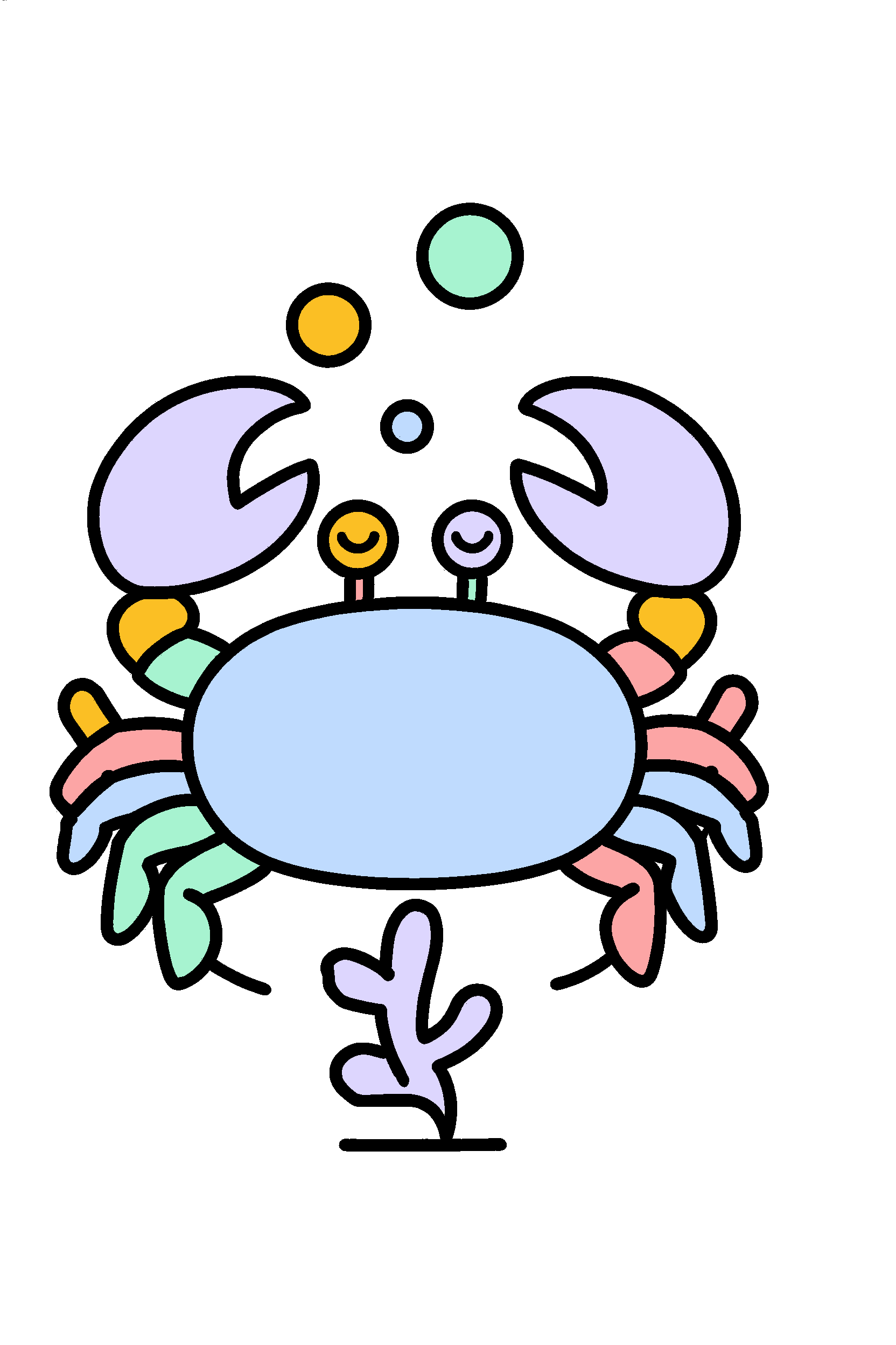 finished easy ocean crab coloring page with a simple sample palette