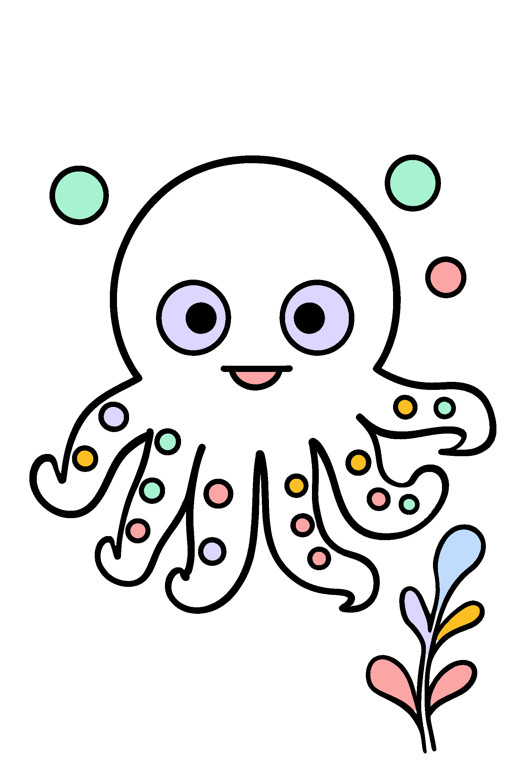 finished easy ocean octopus coloring page with a simple sample palette