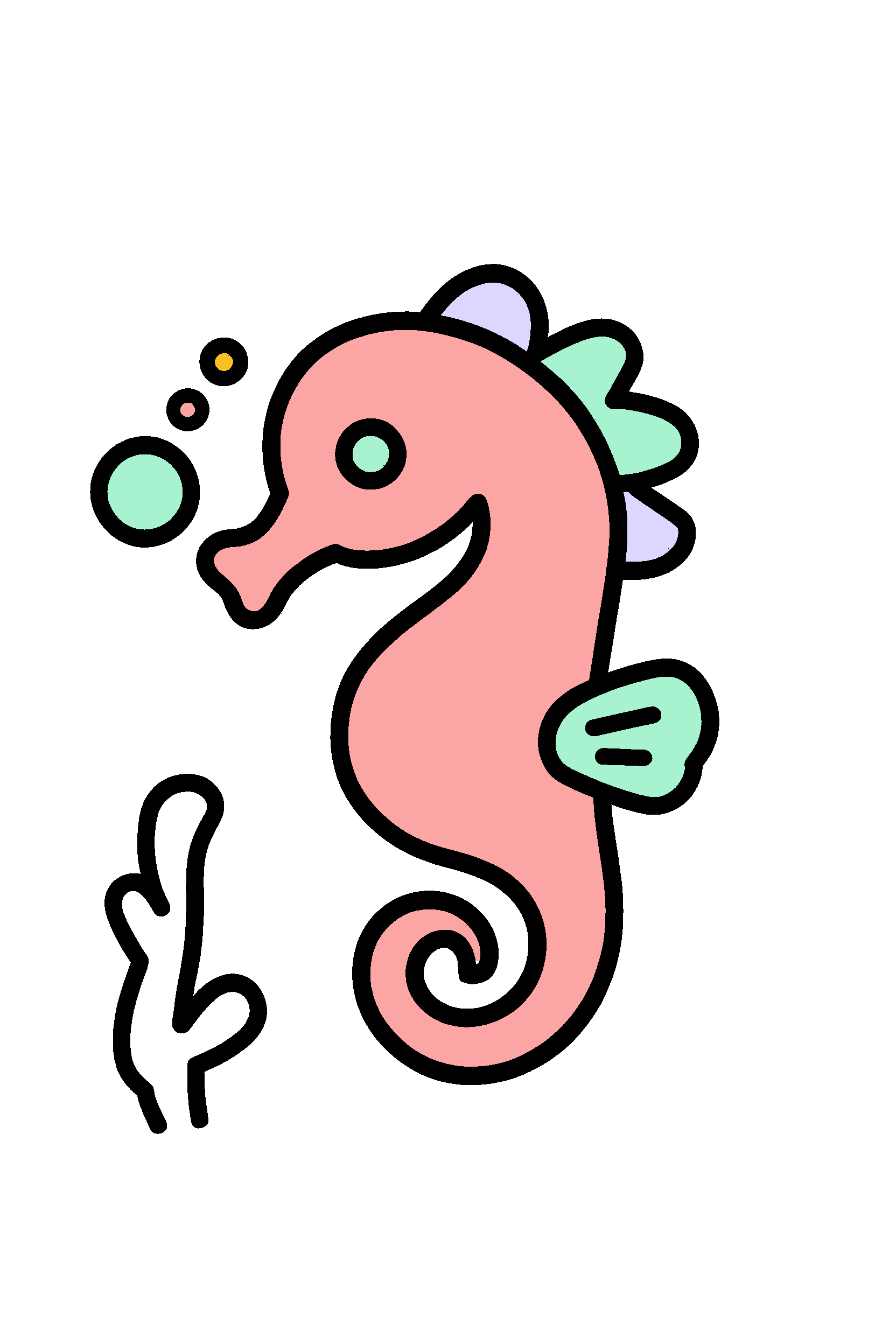 finished easy ocean seahorse coloring page with a simple sample palette