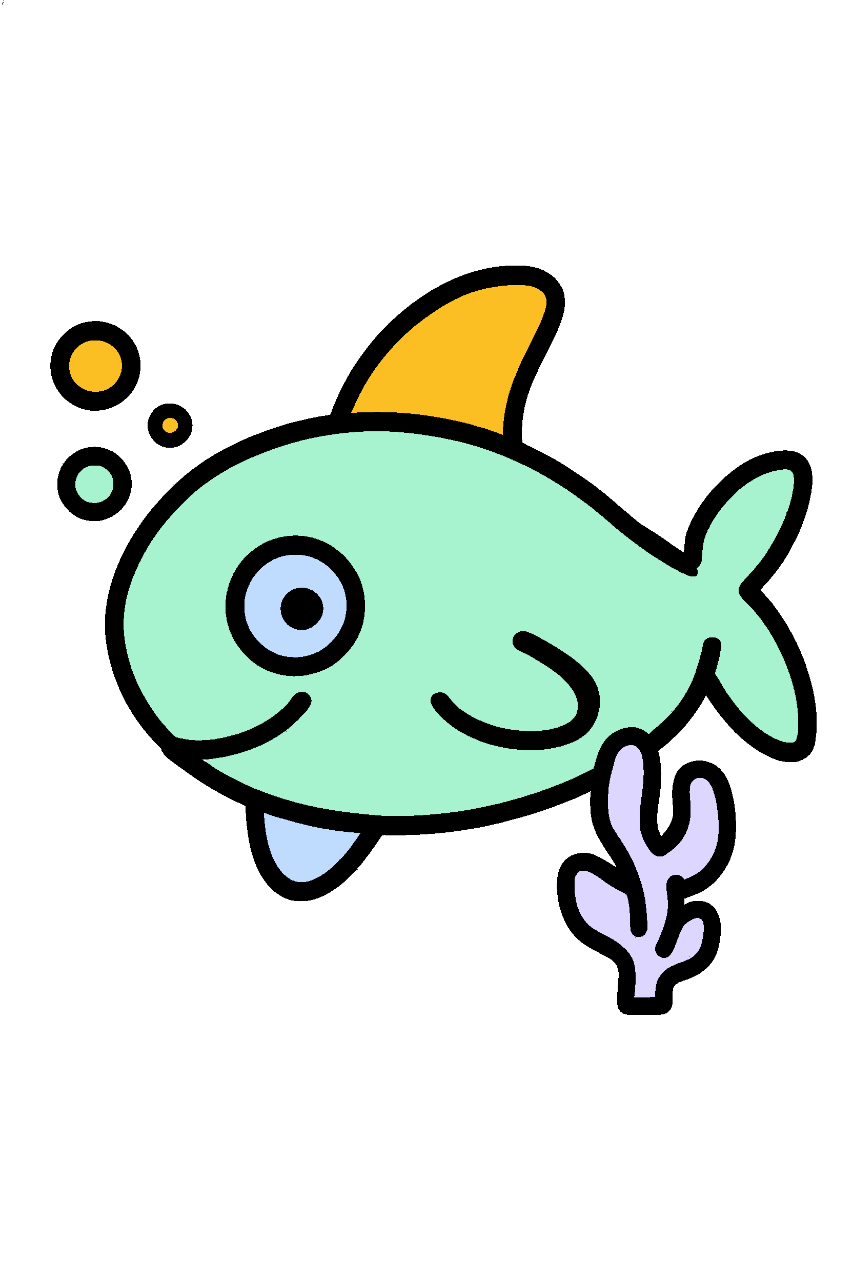 finished easy ocean shark coloring page with a simple sample palette