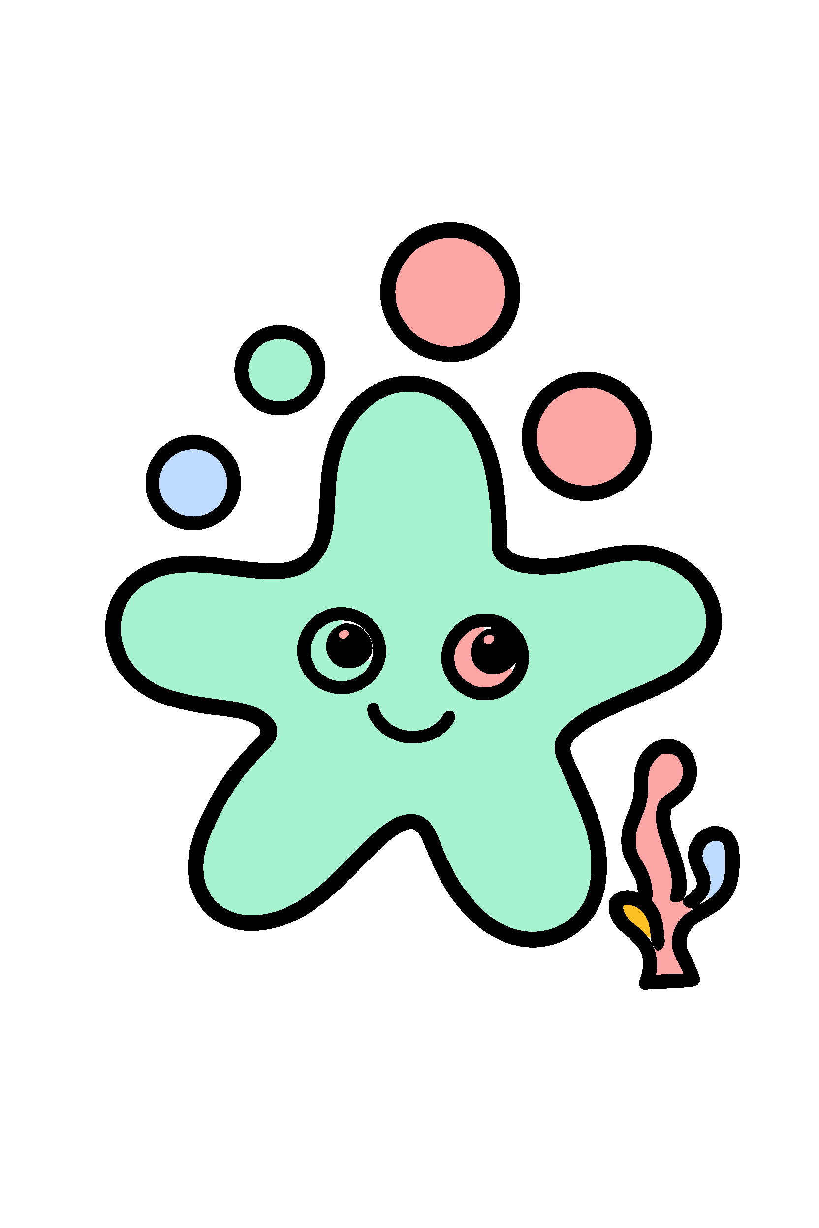 finished easy ocean starfish coloring page with a simple sample palette