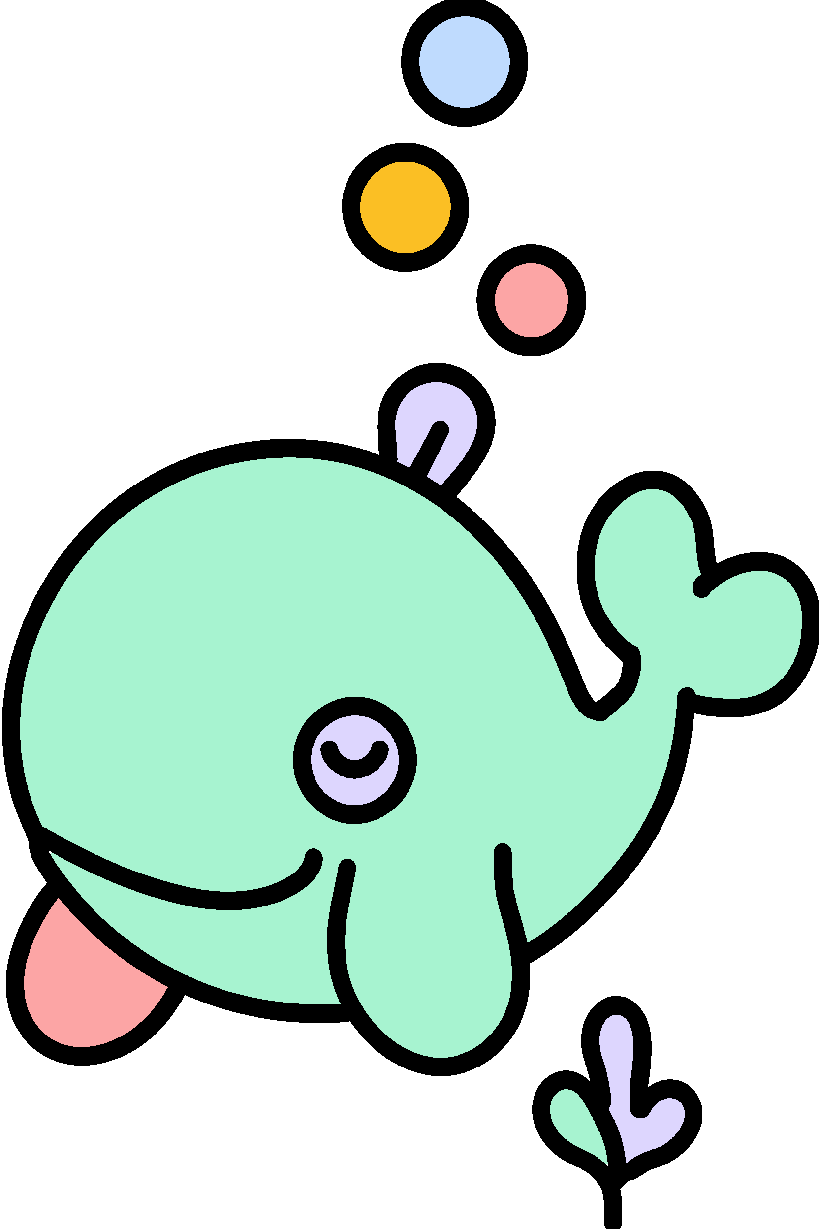 finished easy ocean whale coloring page with a simple sample palette