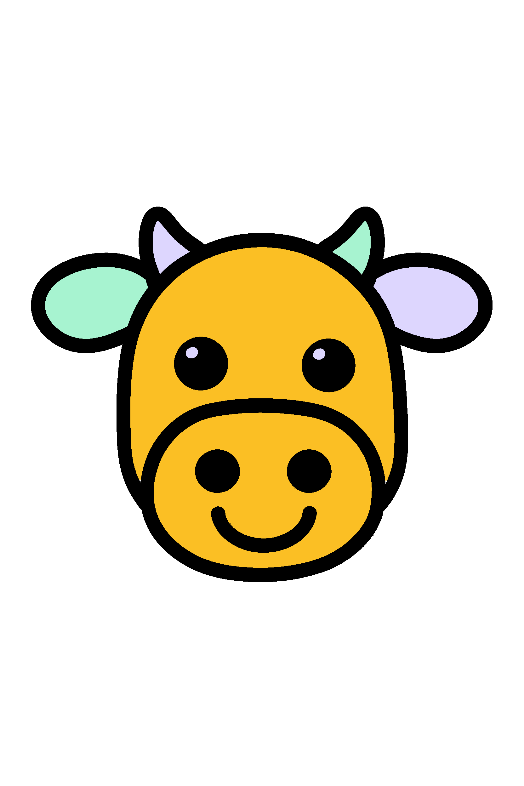 finished simple cow face coloring page with a simple sample palette