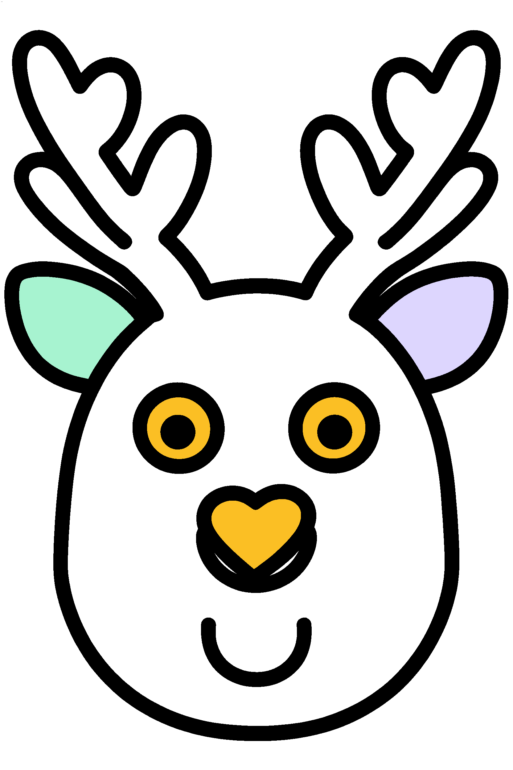 finished simple deer face coloring page with a simple sample palette