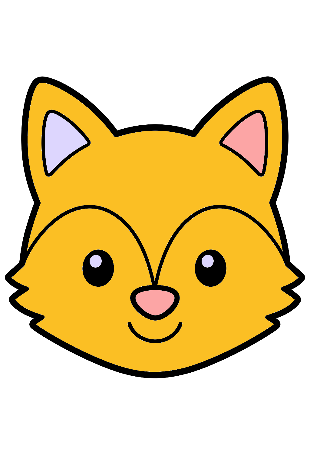 finished simple fox face coloring page with a simple sample palette