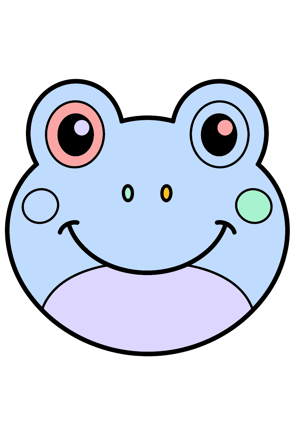finished simple frog face coloring page with a simple sample palette
