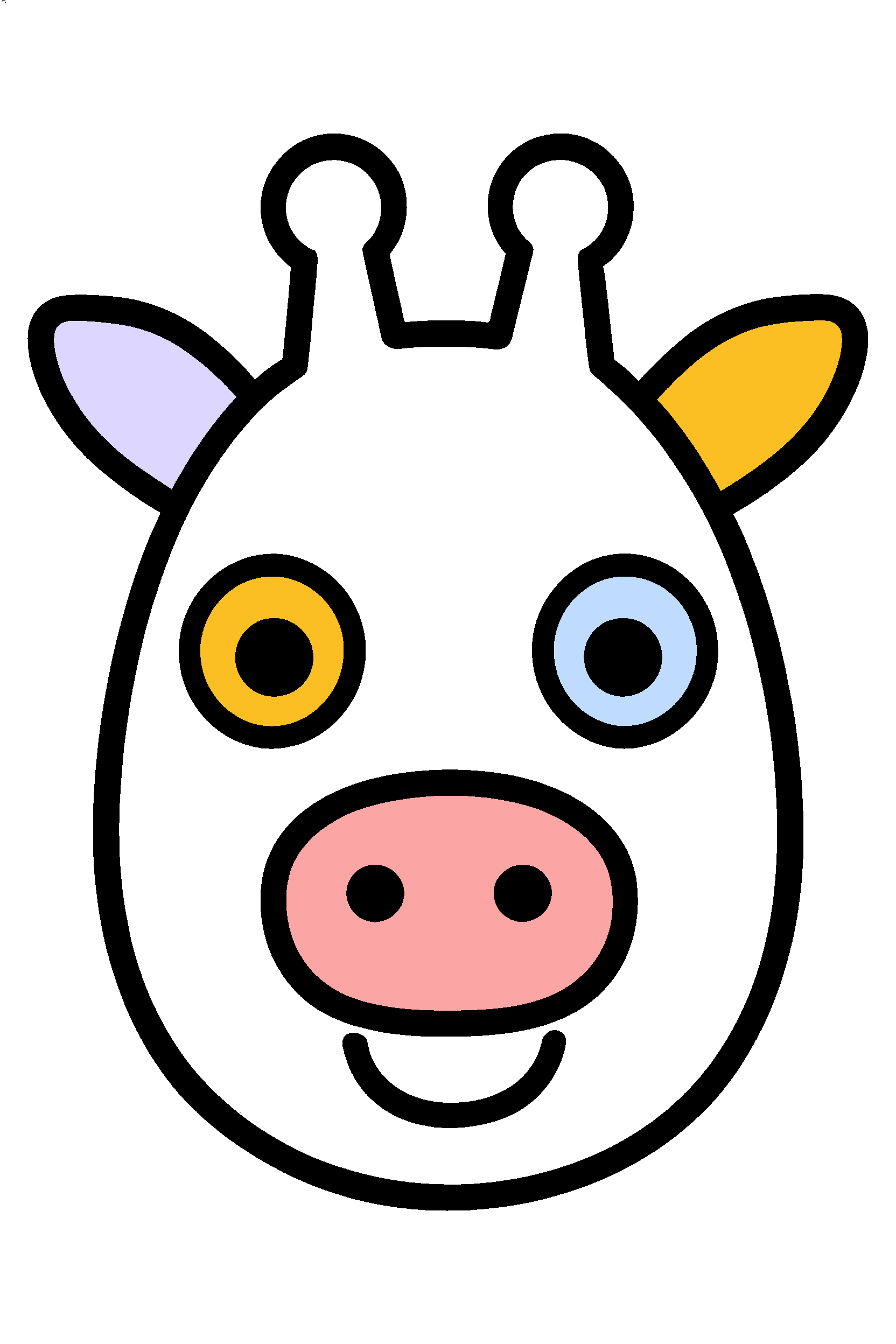 finished simple giraffe face coloring page with a simple sample palette