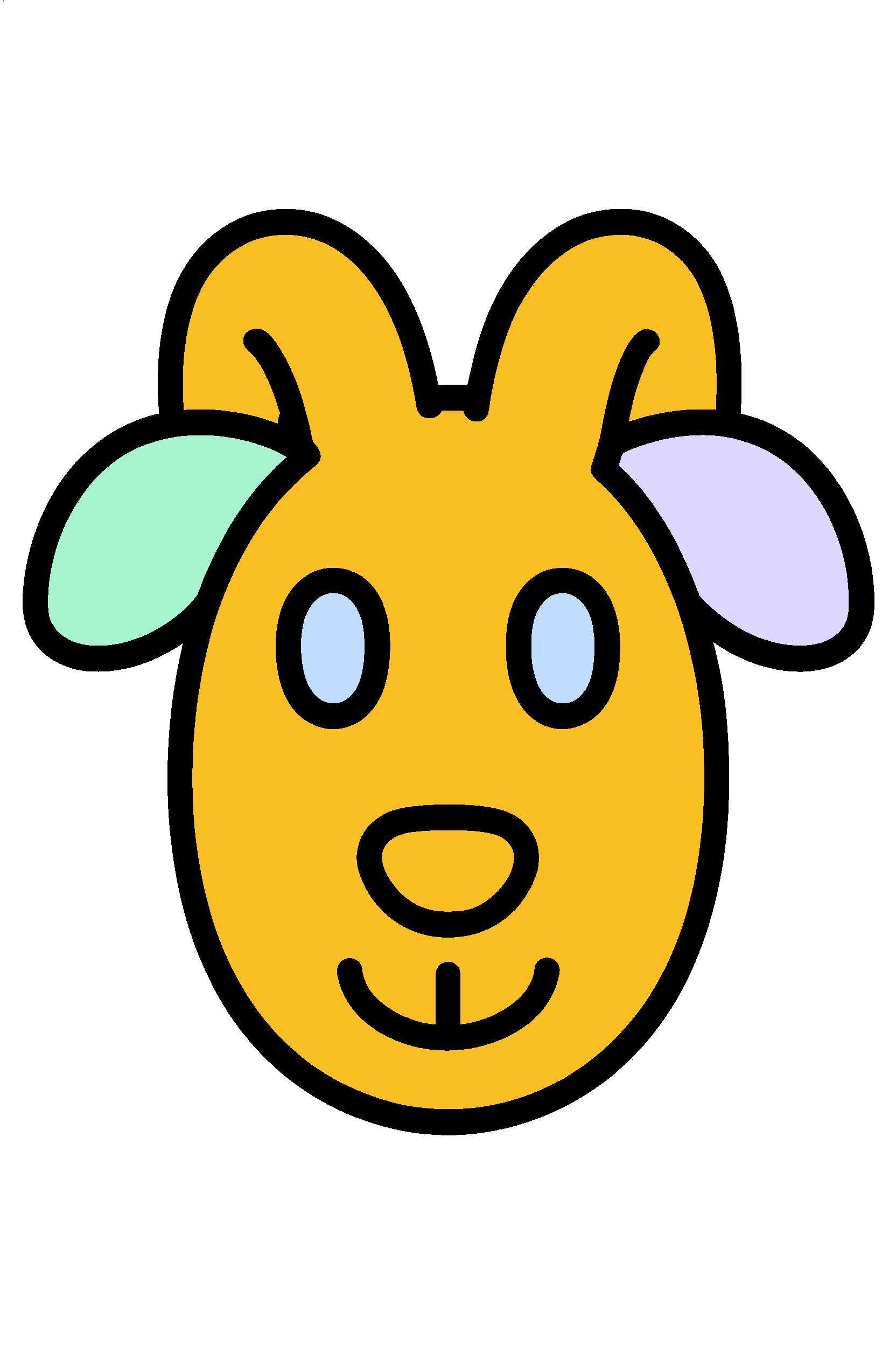 finished simple goat face coloring page with a simple sample palette