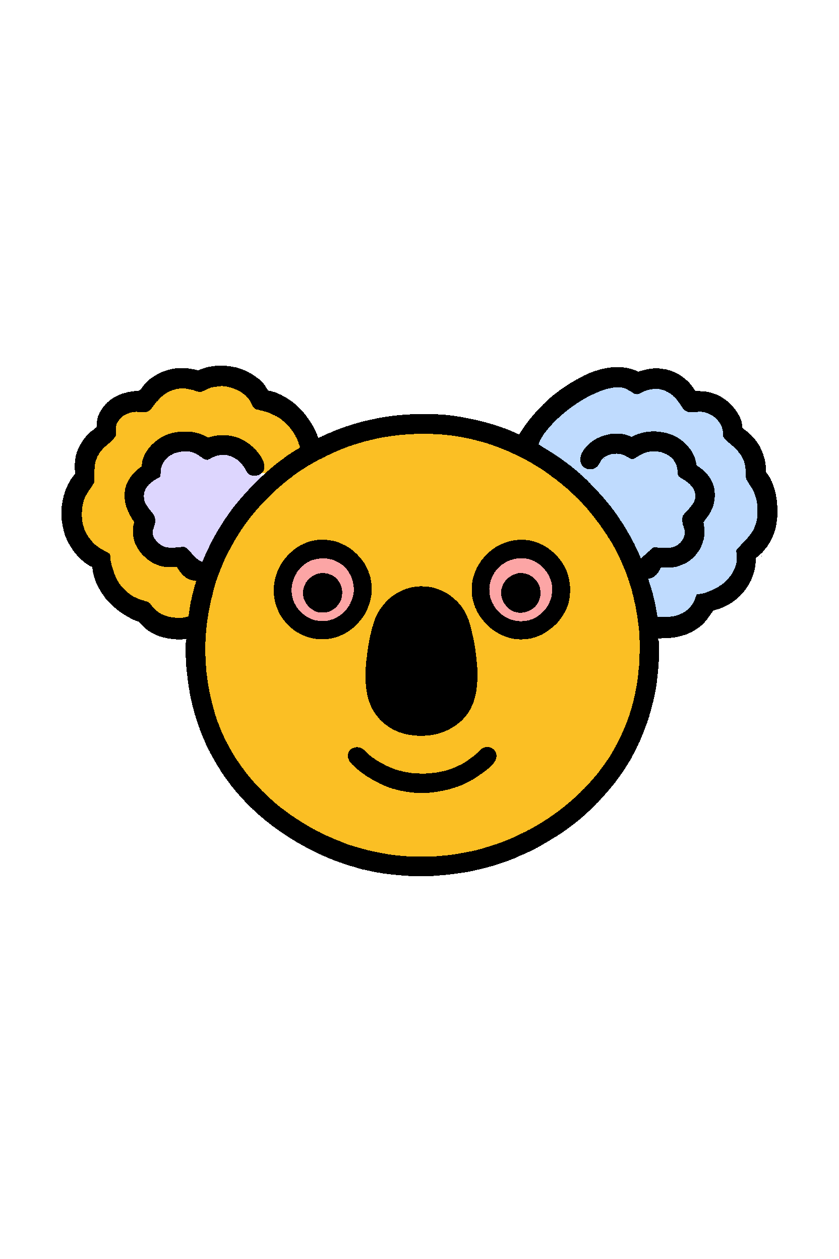 finished simple koala face coloring page with a simple sample palette