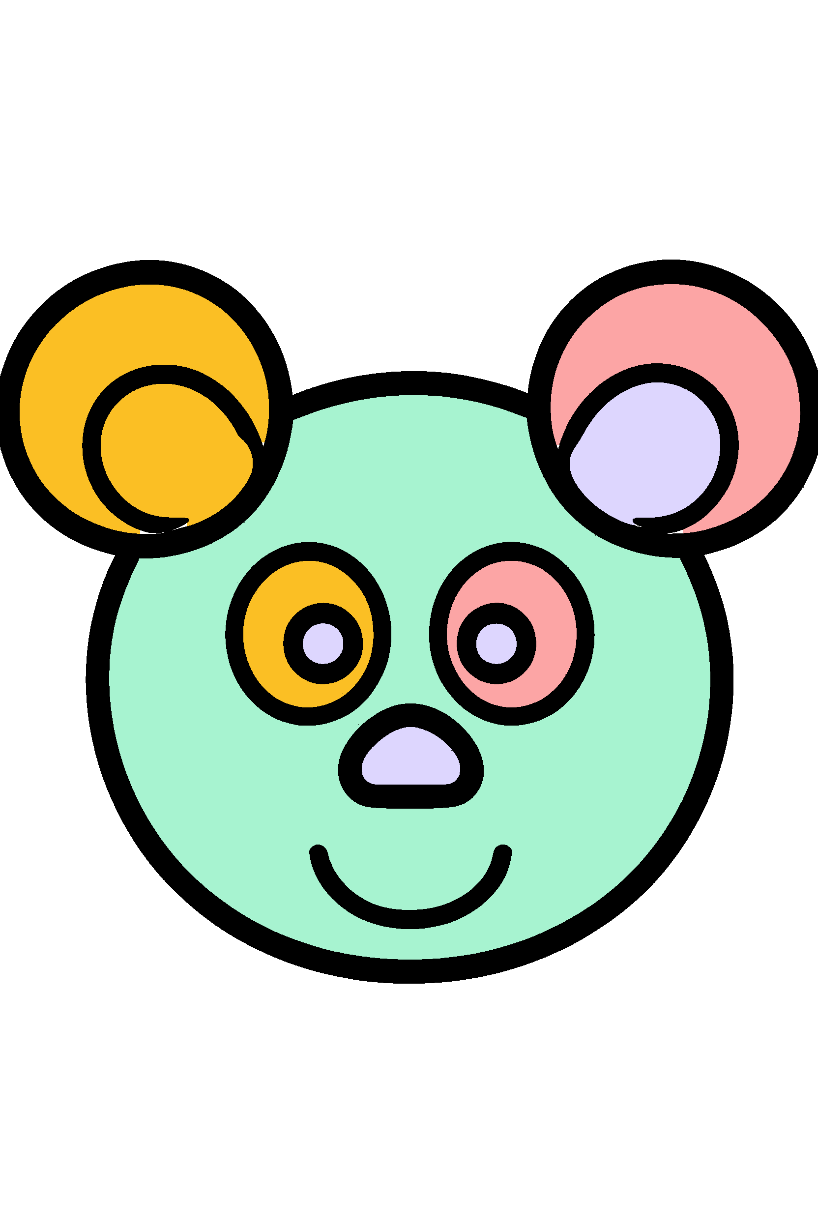 finished simple mouse face coloring page with a simple sample palette