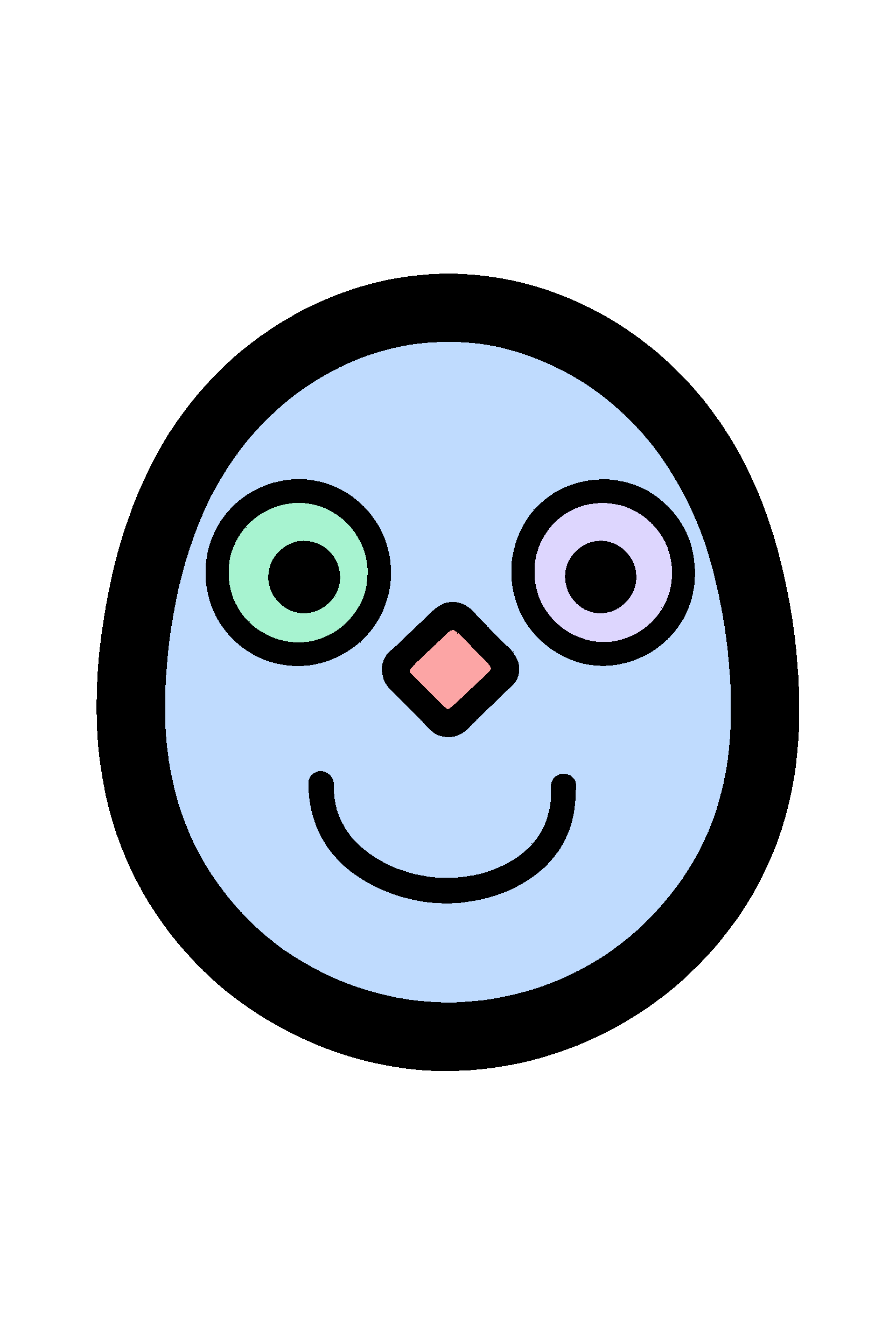 finished simple penguin face coloring page with a simple sample palette