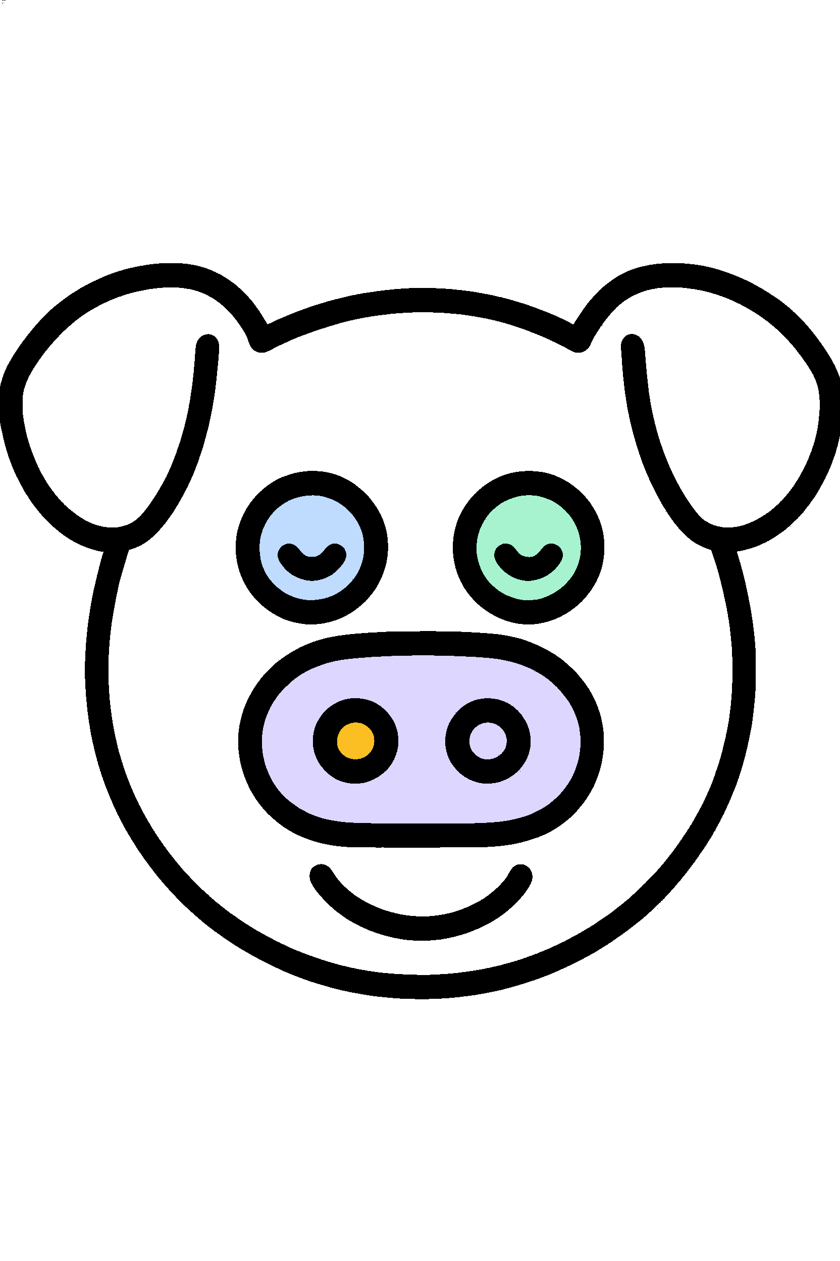 finished simple pig face coloring page with a simple sample palette