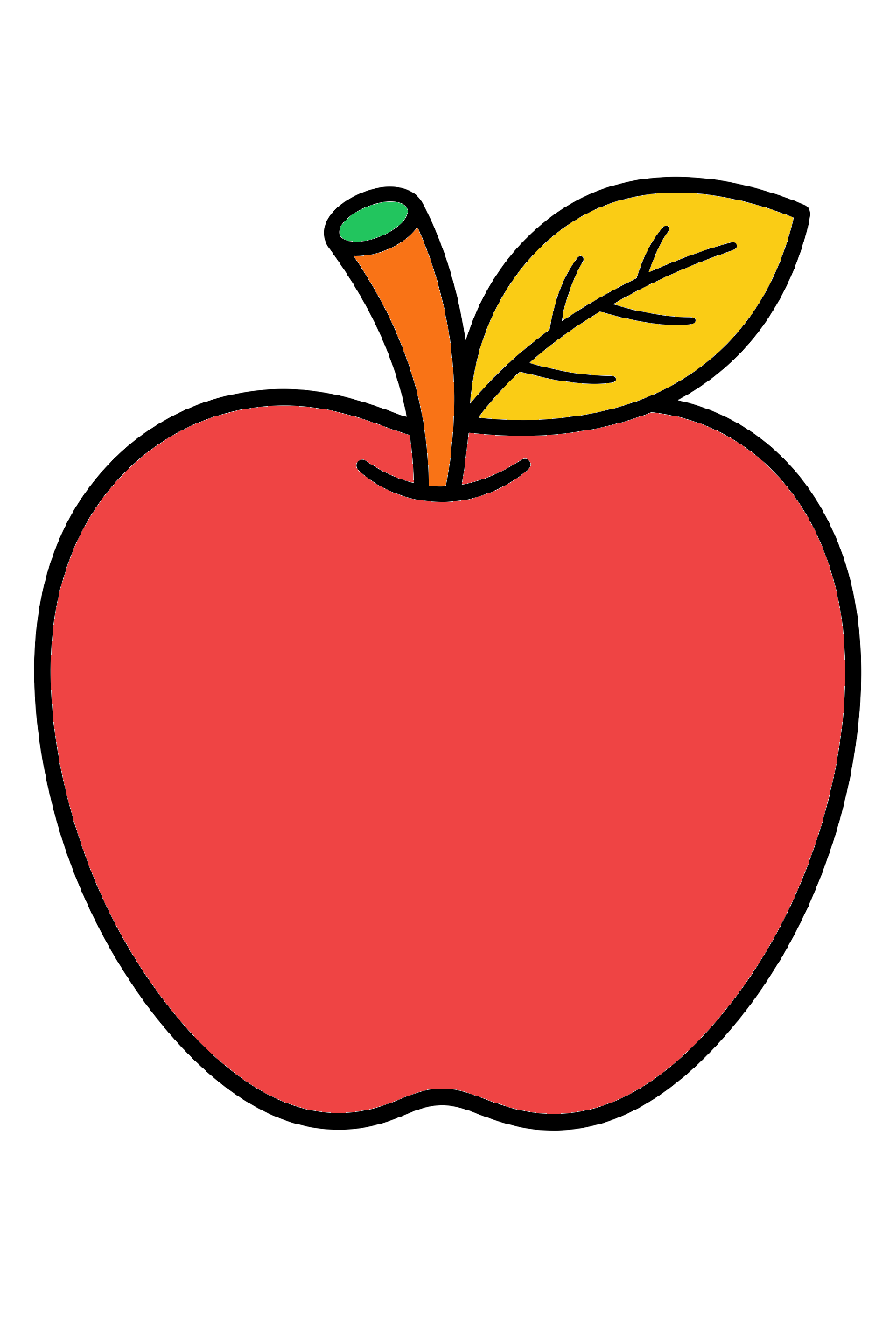 finished simple apple coloring page with a simple sample palette