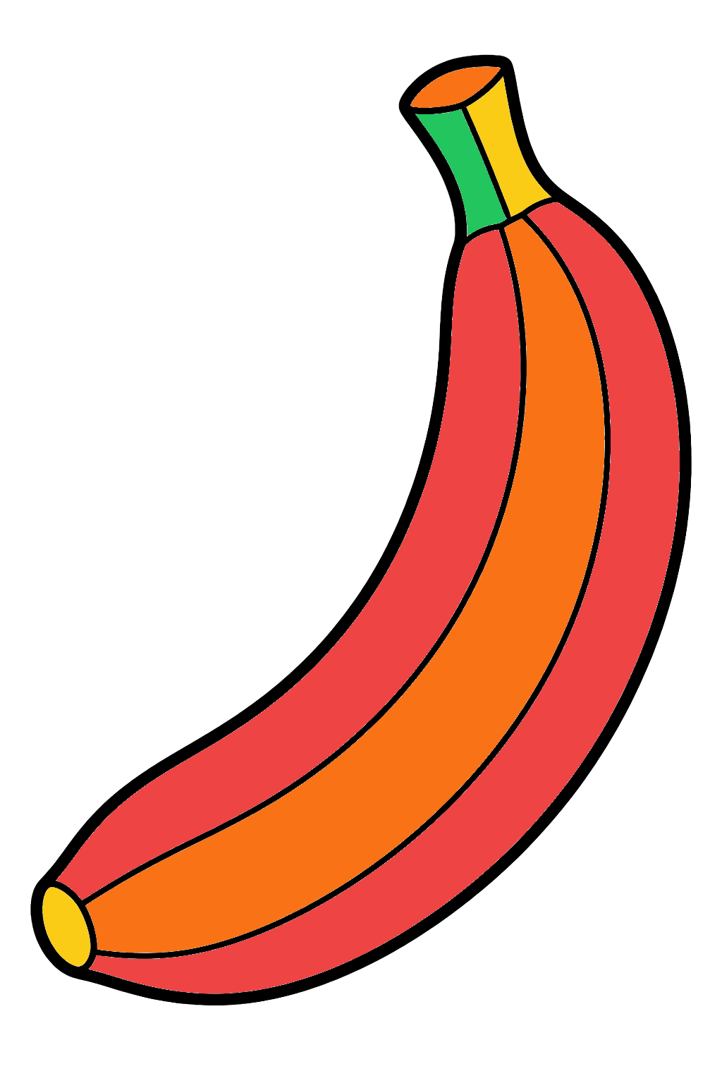 finished simple banana coloring page with a simple sample palette