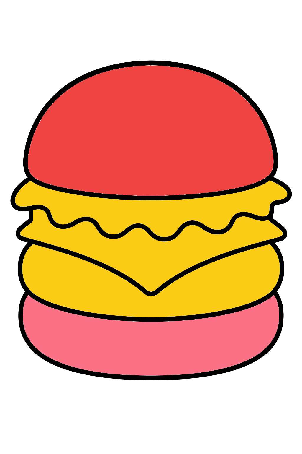 finished simple burger coloring page with a simple sample palette