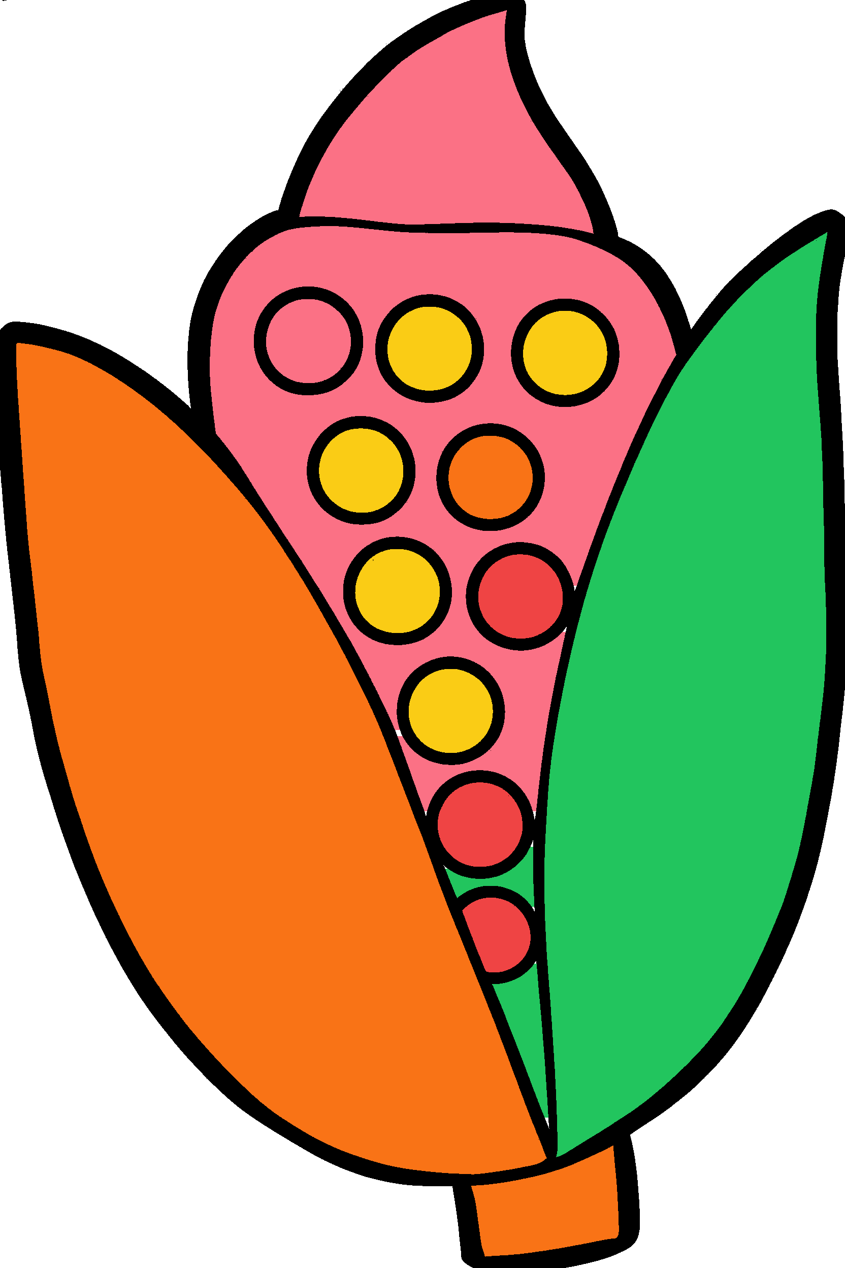 finished simple corn cob coloring page with a simple sample palette