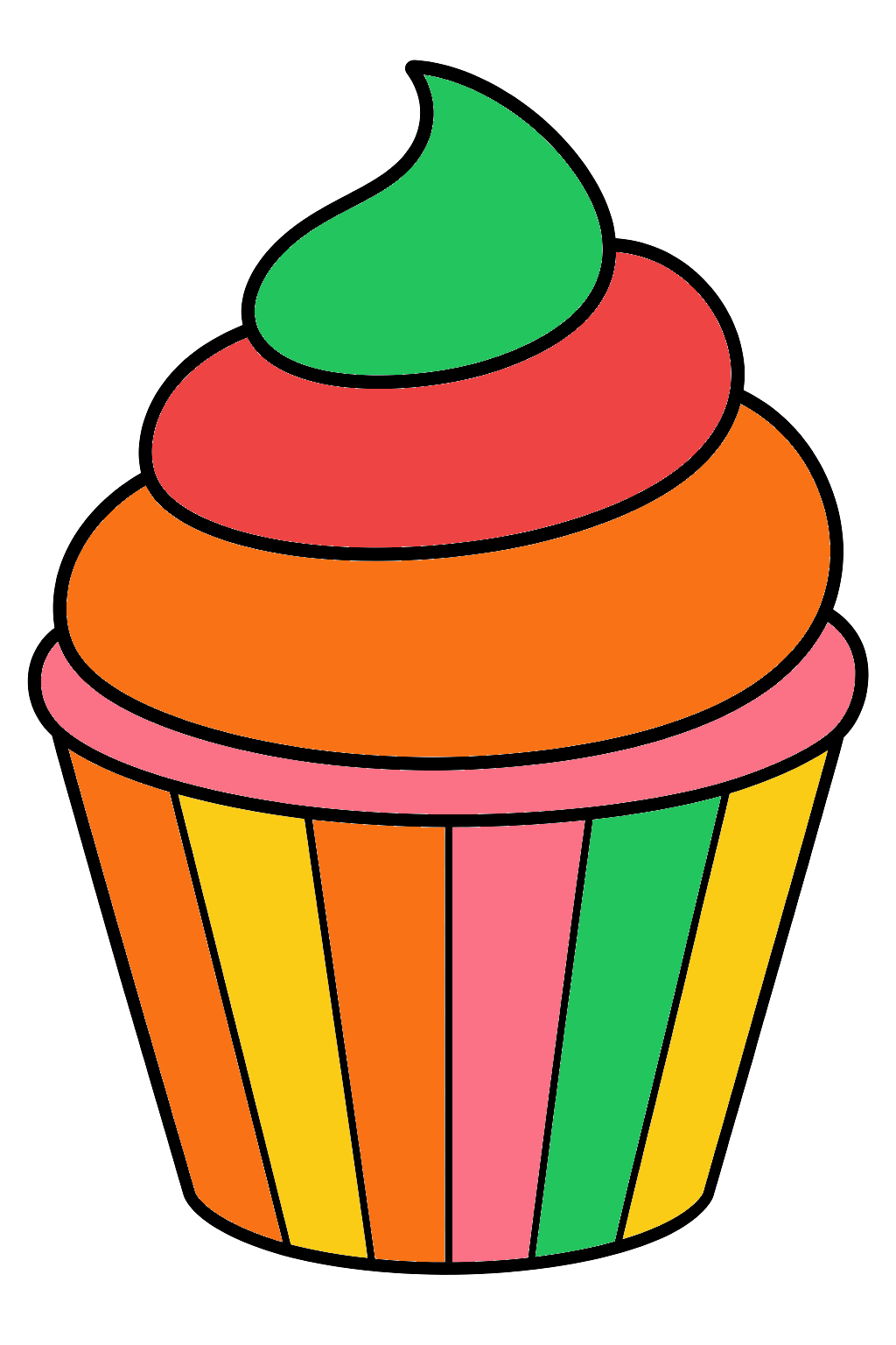 finished simple cupcake coloring page with a simple sample palette