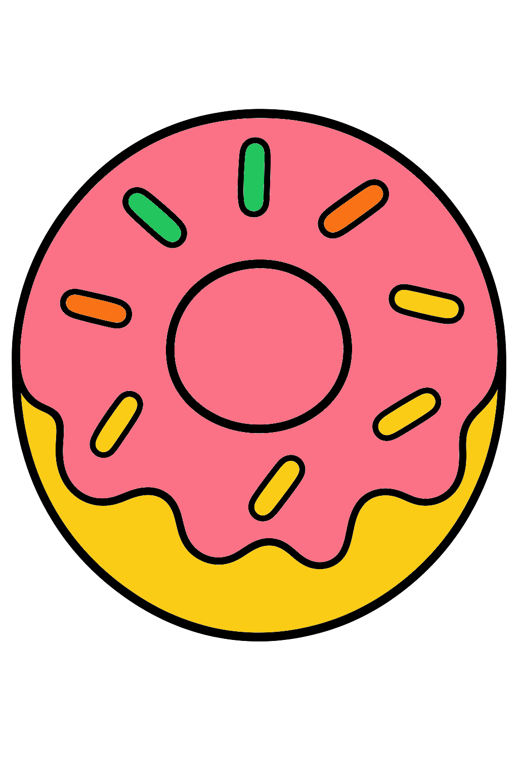 finished simple donut coloring page with a simple sample palette