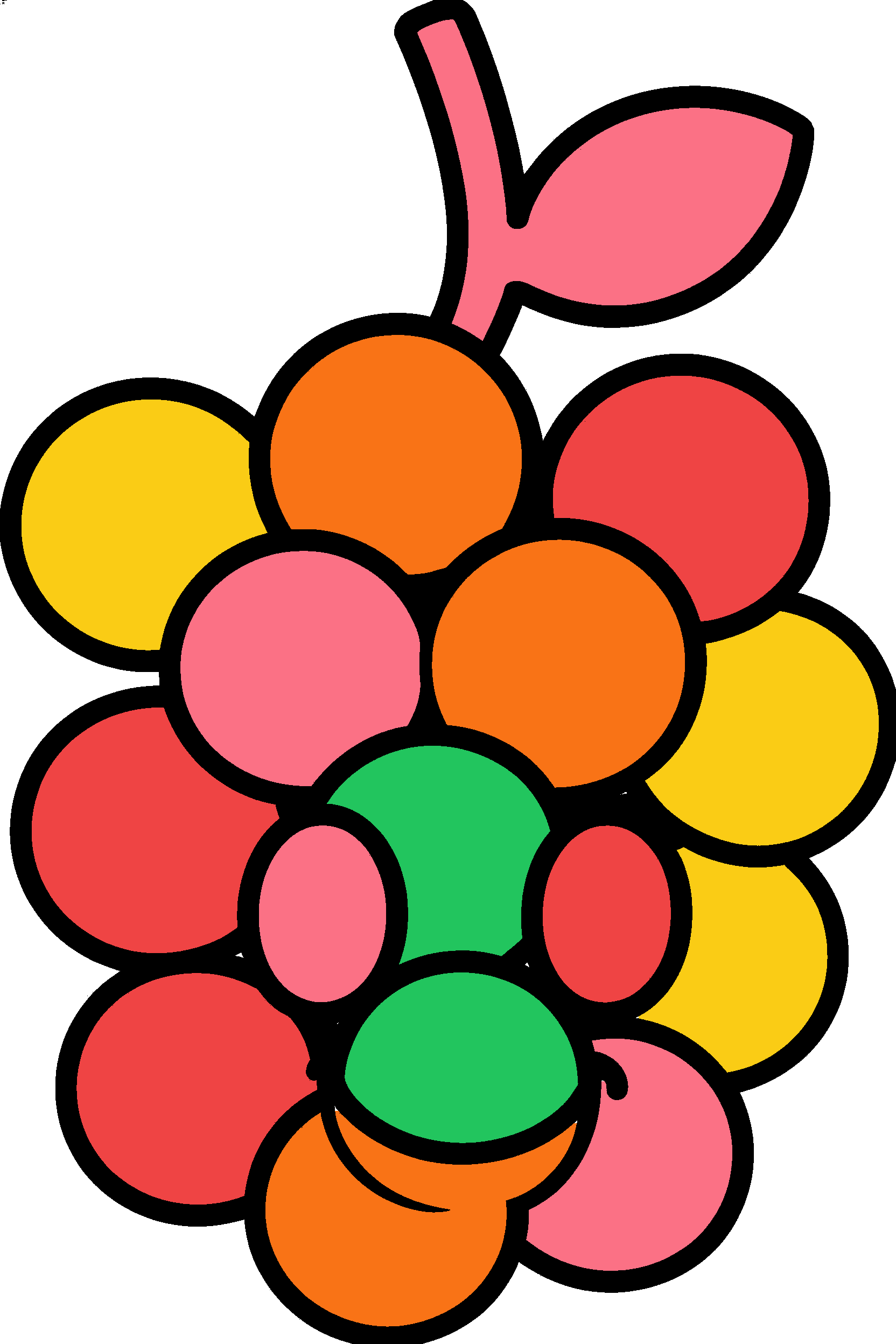 finished simple grapes coloring page with a simple sample palette