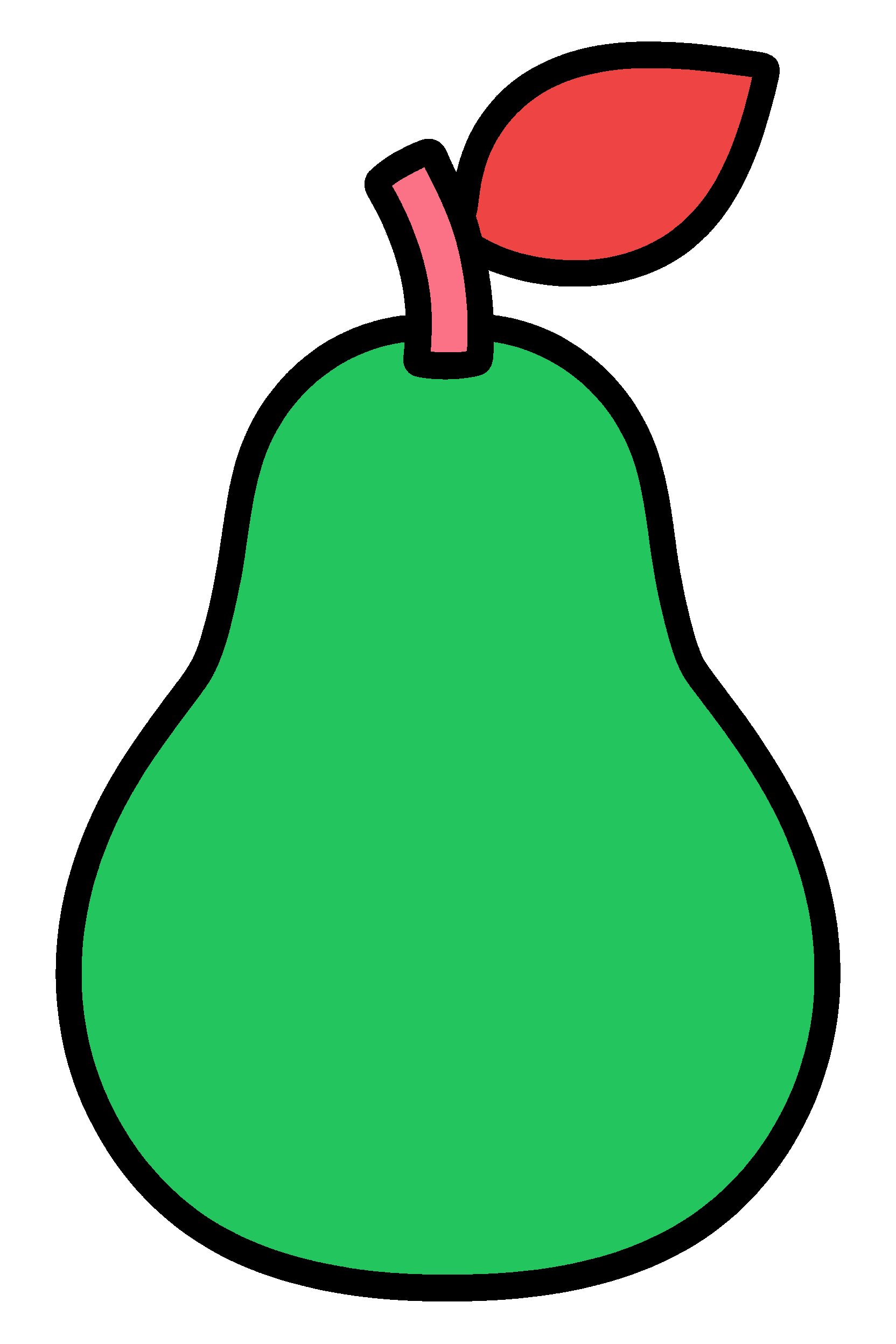 finished simple pear coloring page with a simple sample palette