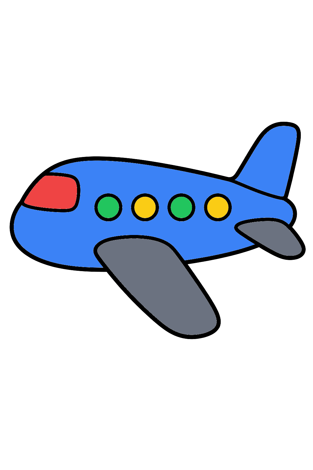 finished simple airplane coloring page with a simple sample palette