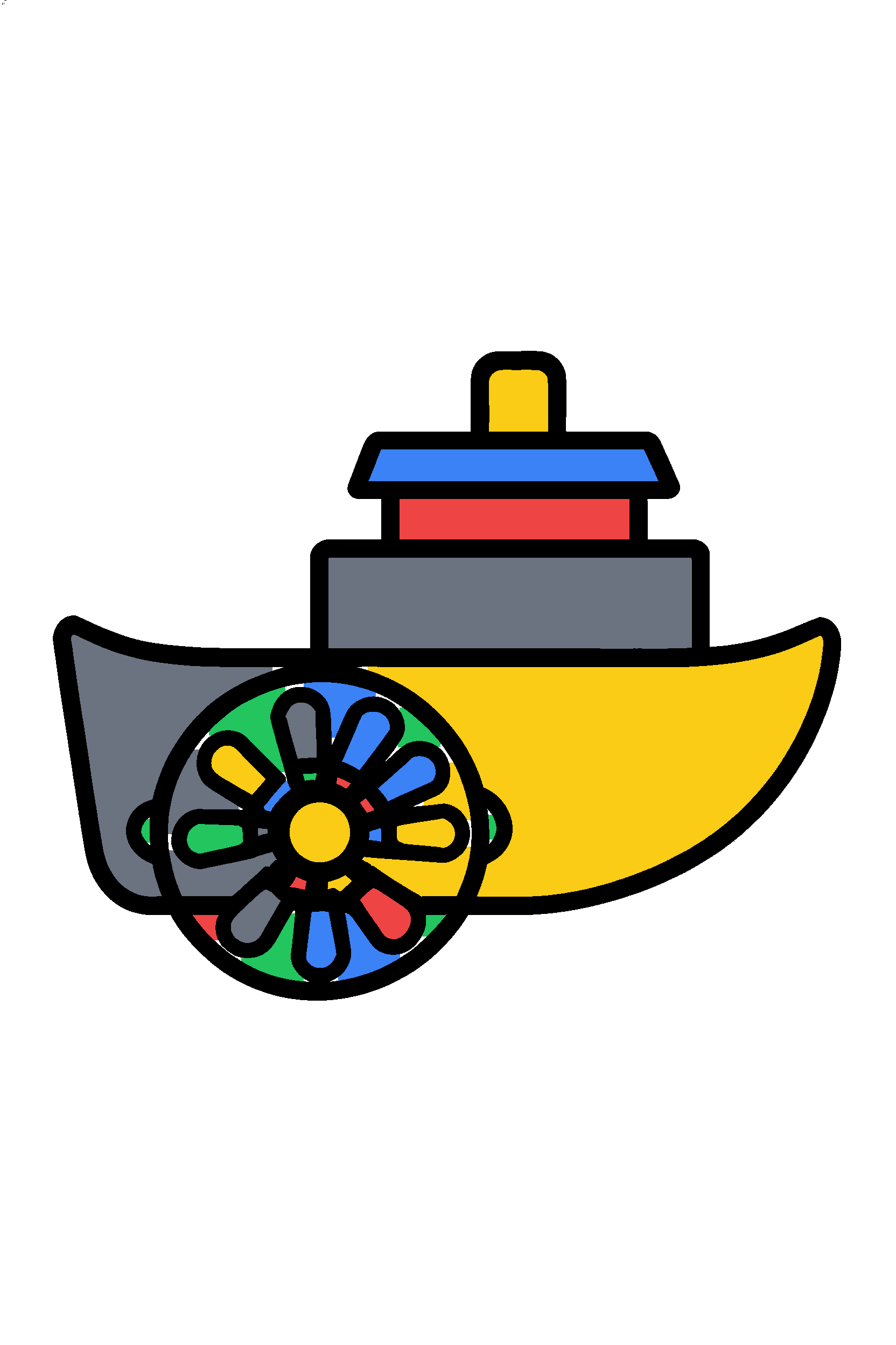 finished simple boat coloring page with a simple sample palette