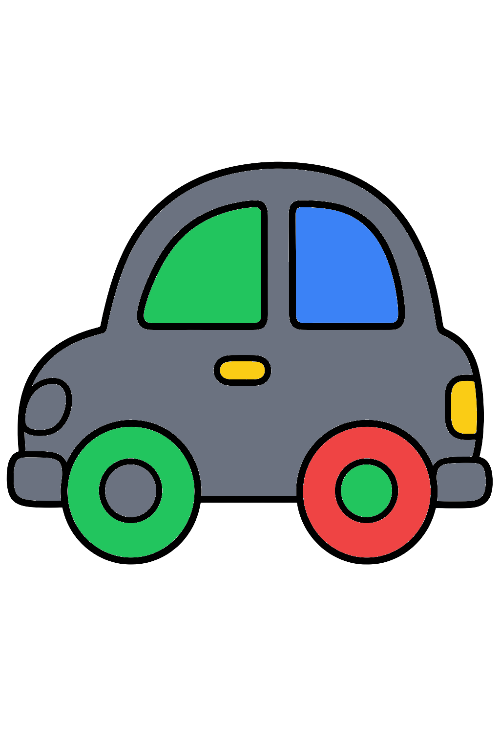 finished simple car coloring page with a simple sample palette