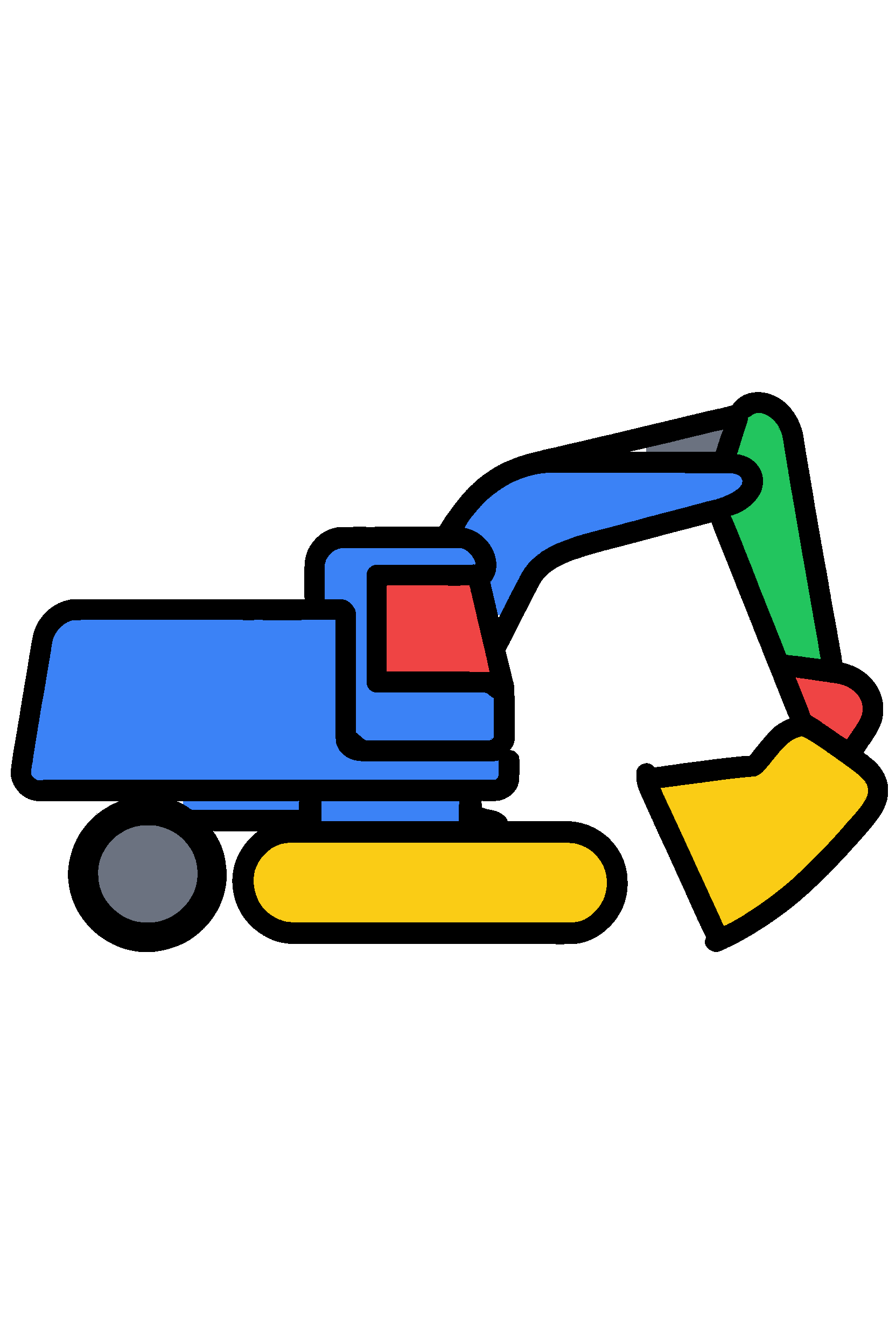 finished simple excavator coloring page with a simple sample palette