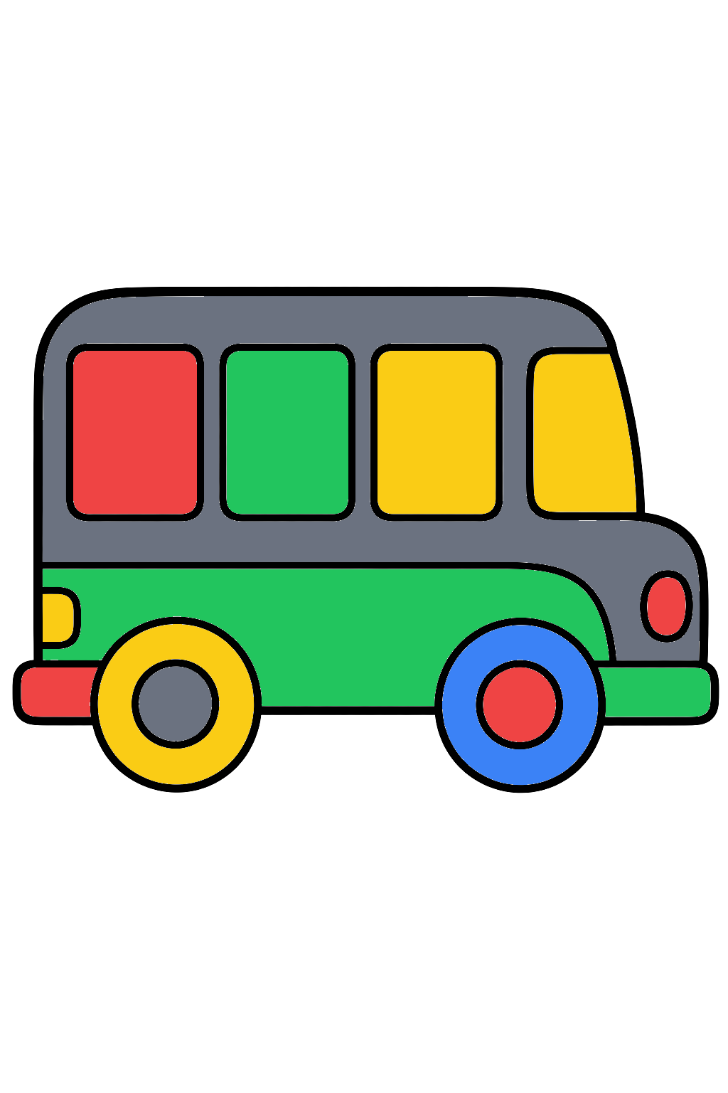 finished simple school bus coloring page with a simple sample palette