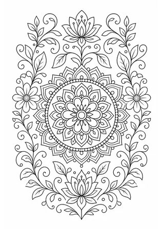 Detailed Adult Coloring Book Page