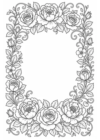 Botanical Frame Coloring Page