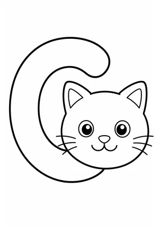 letter c coloring page printable black and white coloring page