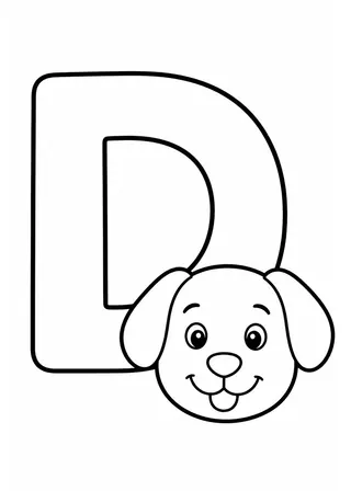 Letter D Dog Coloring Page