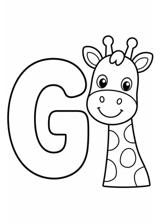 Letter G Giraffe Coloring Page