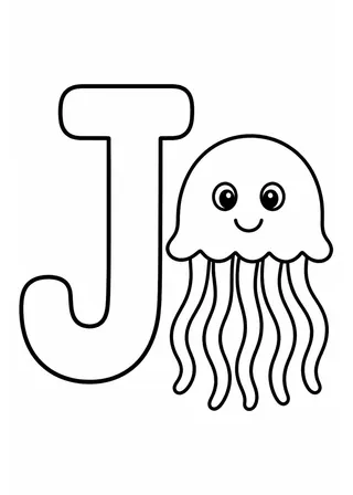 Letter J Jellyfish Coloring Page