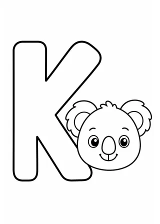 Letter K Koala Coloring Page